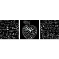 conni oberkircher´s wanddecoratie blackboard - abstracte kunst wiskunde met decoratieve klok, getallen, formules (set) zwart