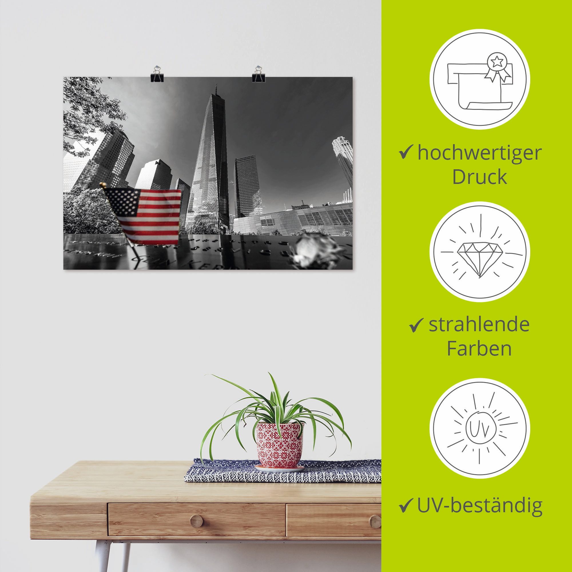 Artland Poster New York one World Trade center I als artprint van aluminium, artprint op linnen, muursticker of poster in verschillende maten