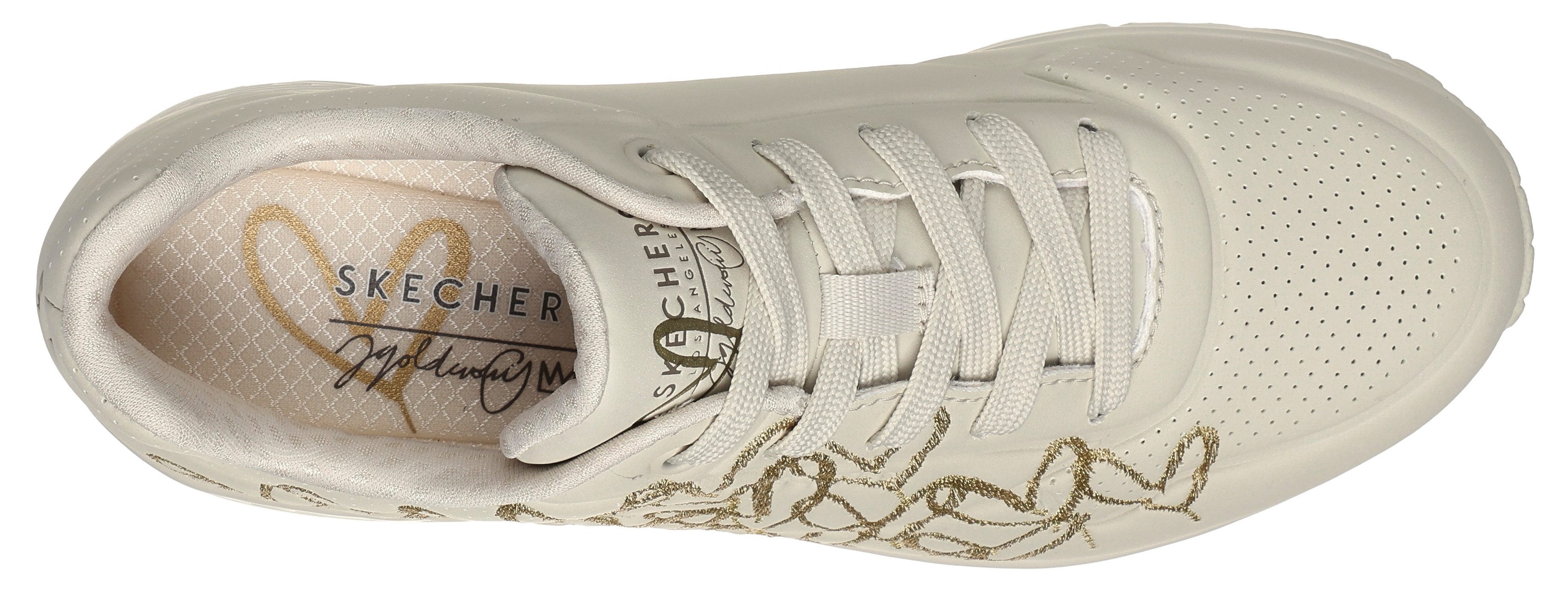 Skechers Sneakers UNO-GOLDEN HEART Vrijetijdsschoen, veterschoen met gouden mylar borduursels