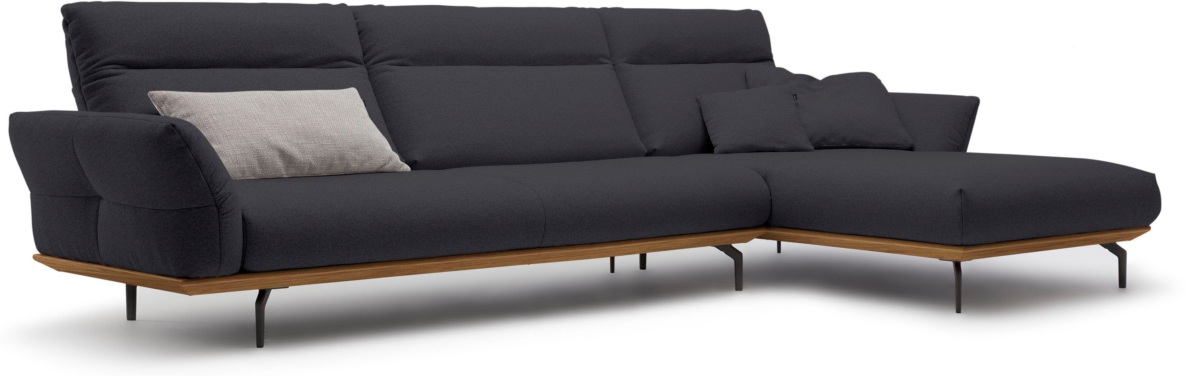 Creation BY ROLF BENZ Hoekbank CR.460 Sokkel in walnotenhout, onderstel in umbra grijs, breedte 338 cm