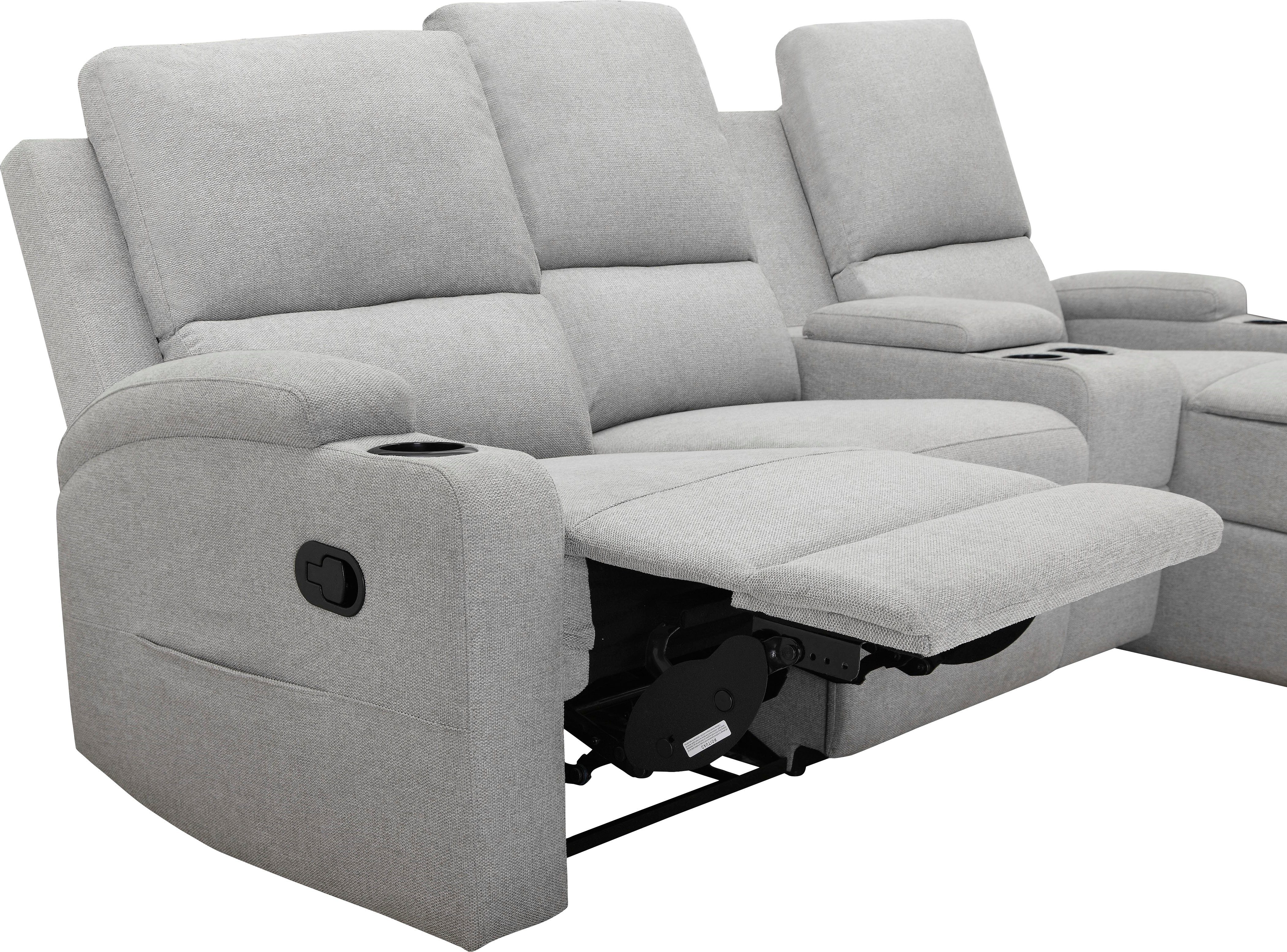 Home affaire Hoekbank Napori multimediabank, 3 bioscoopstoelen XXL, L-model, Bioscoopbank met relaxfunctie, bekerhouder, opbergvak en opbergbox