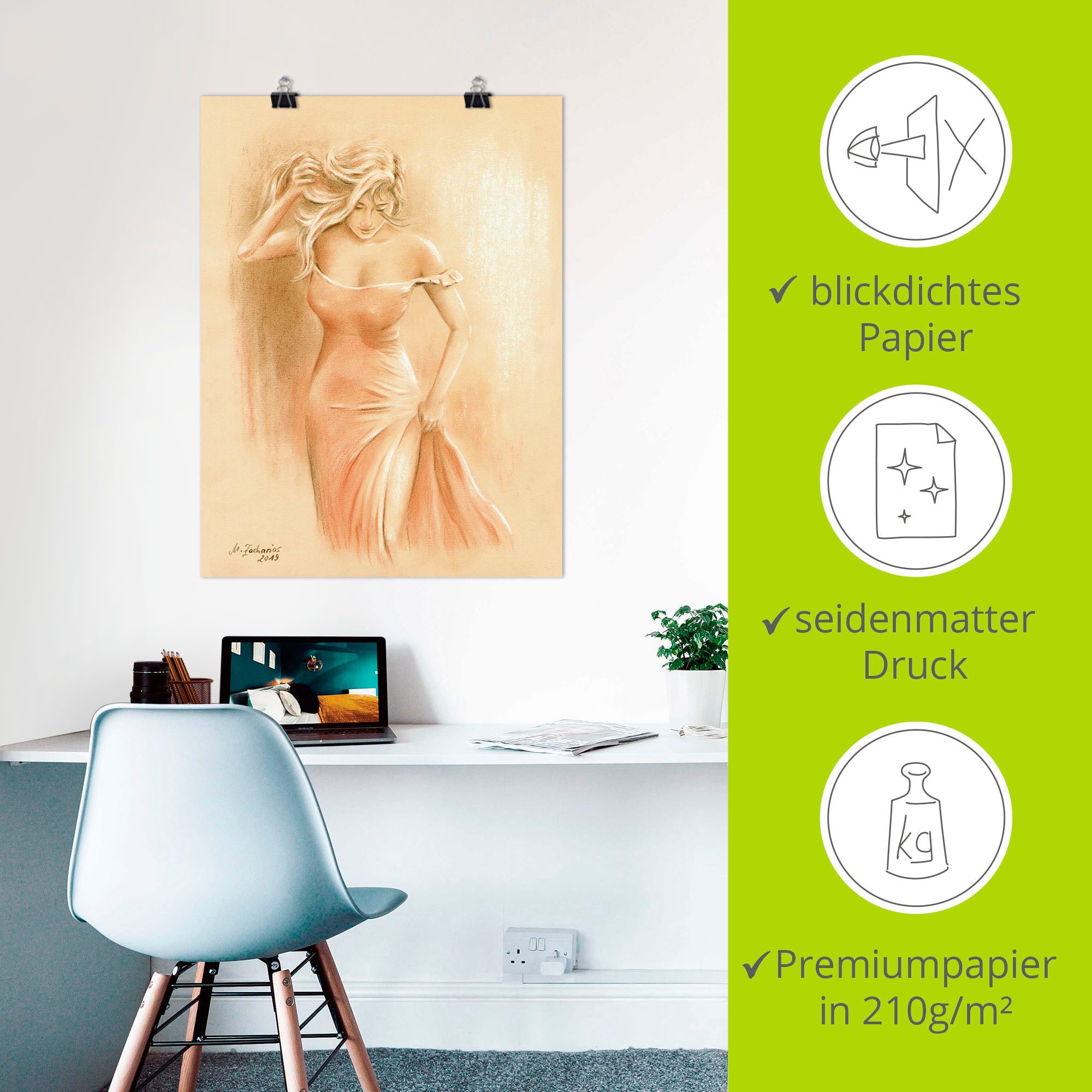 Artland Artprint Bochtig model als artprint op linnen, poster in verschillende formaten maten