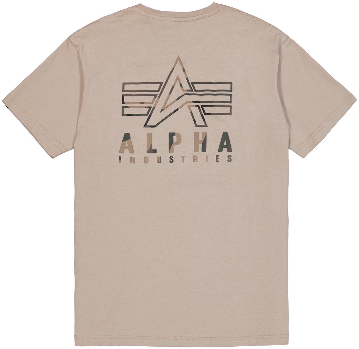 Alpha Industries Shirt met ronde hals Camo Logo Puff Print BP T