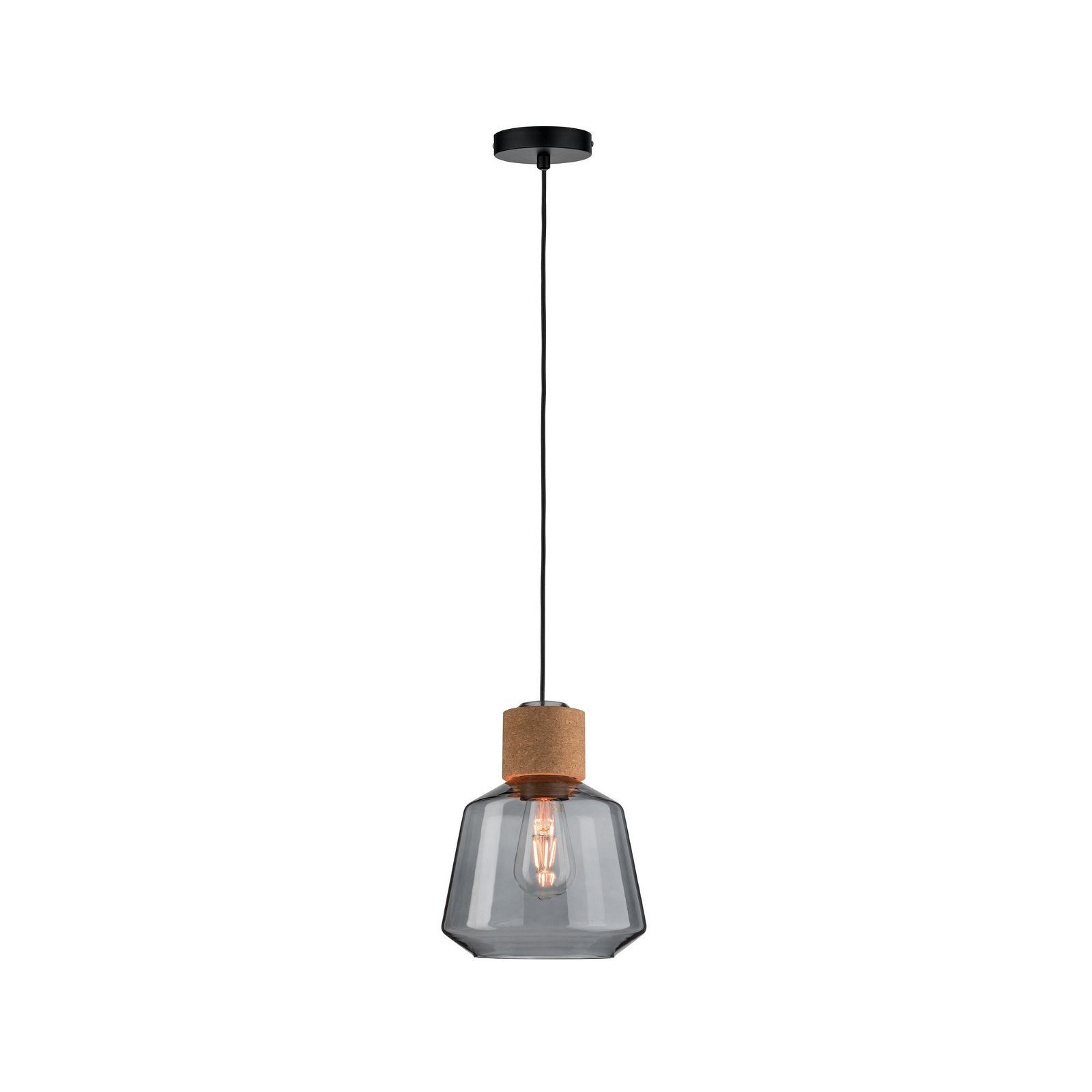 Paulmann Hanglamp Neordic Elia max. 1x20W Rookglas/Kurk/Zwart 230V (1 stuk)
