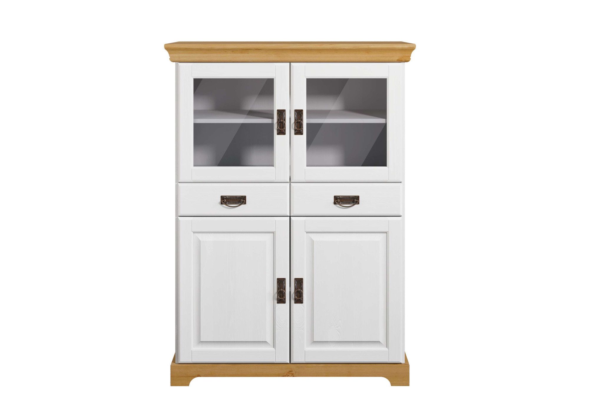 Home affaire Highboard Rügen Vitrine in landelijke stijl, gecertificeerd massief hout, hoogte 131 cm