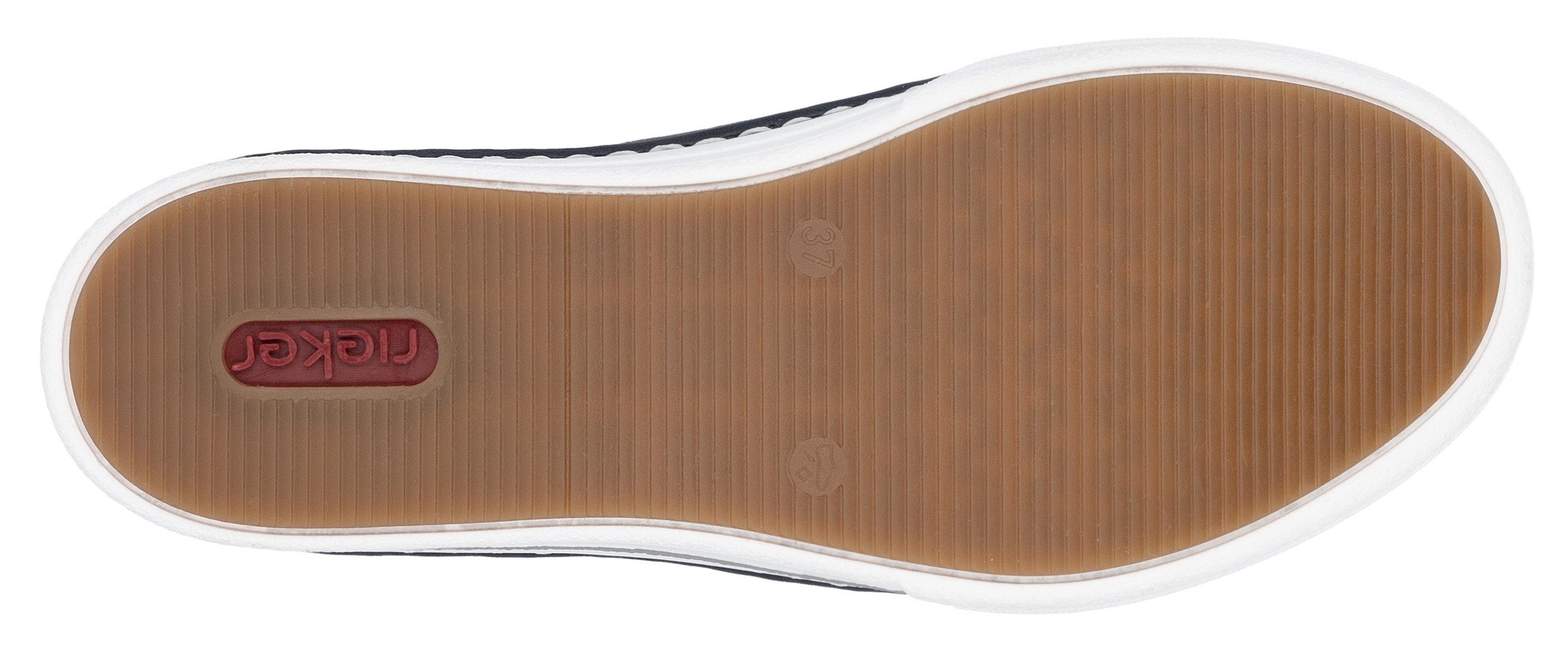 Rieker Plateausneakers , veterschoenen, lage schoen, vrijetijdsschoen met witte randnaad
