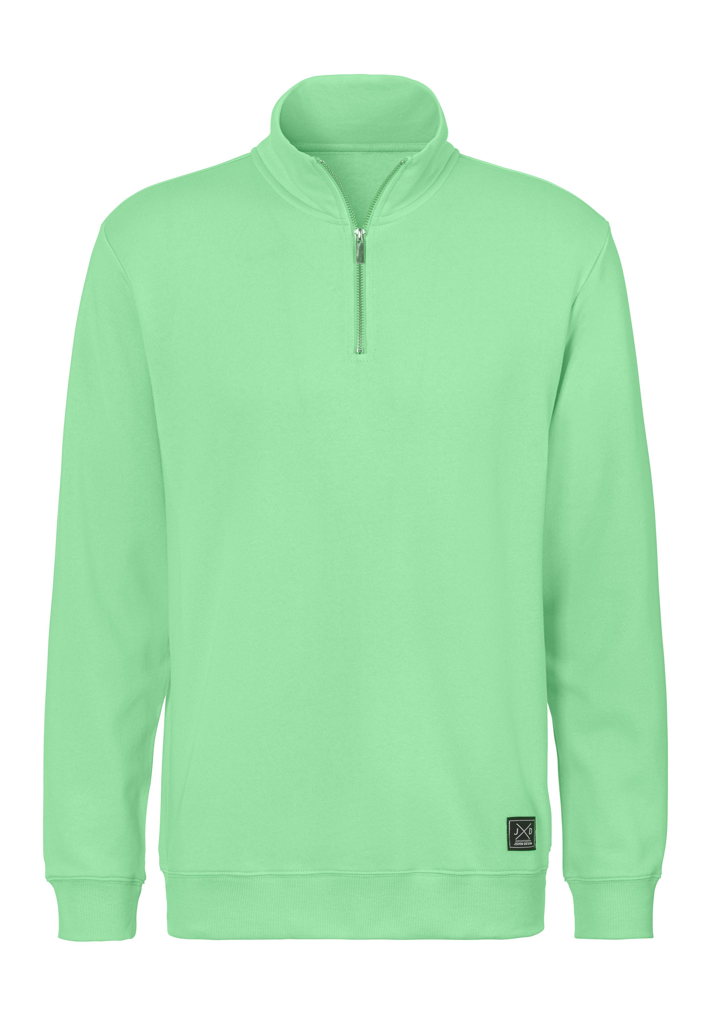 John Devin Sweatshirt Lange mouwen, sweatshirt met rits aan de staande kraag