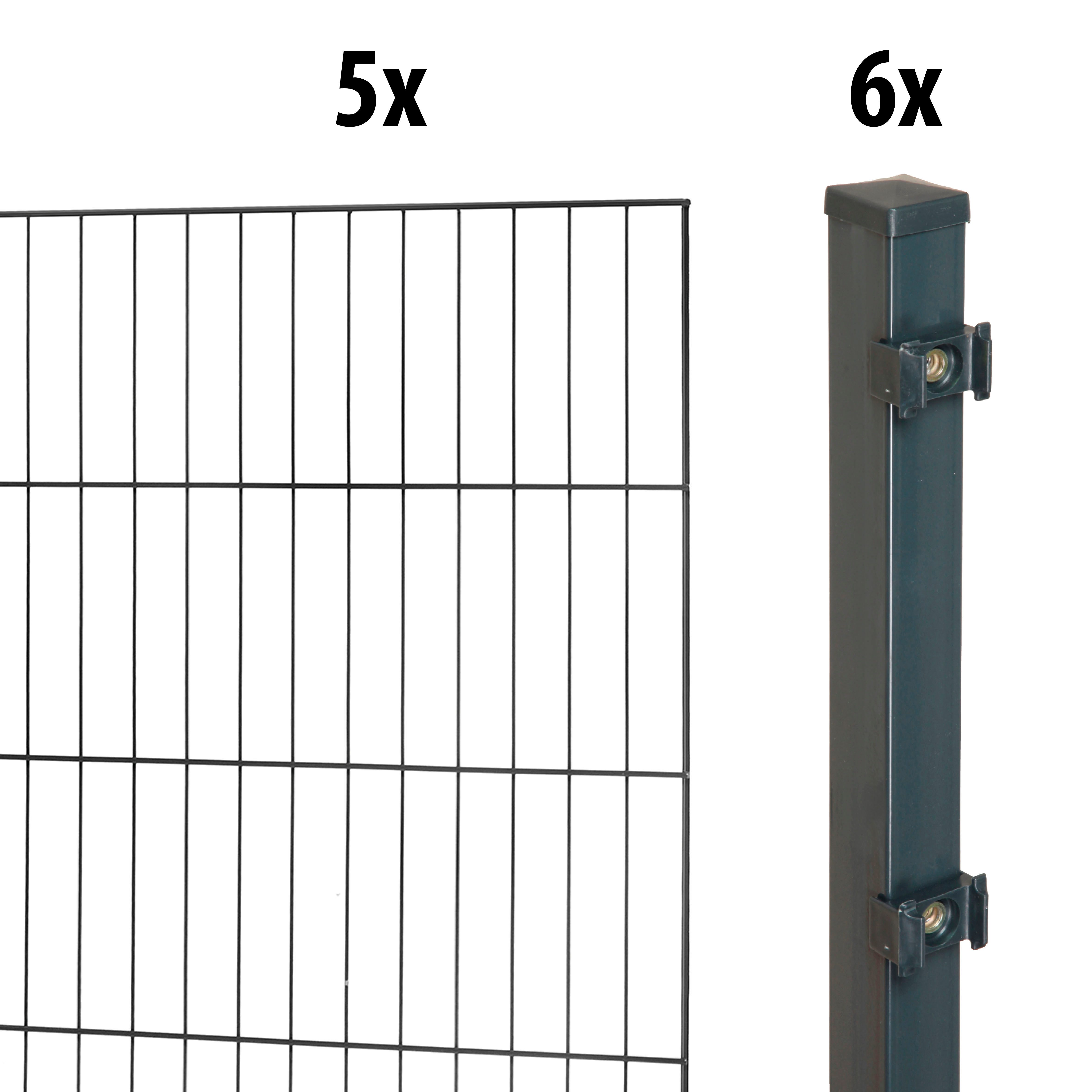 GARDEN 'N' MORE Eendraadsafrastering Standaard 5 elementen voor 10 m, lxh: 200 x 125 cm, met 6 palen hekken zwart