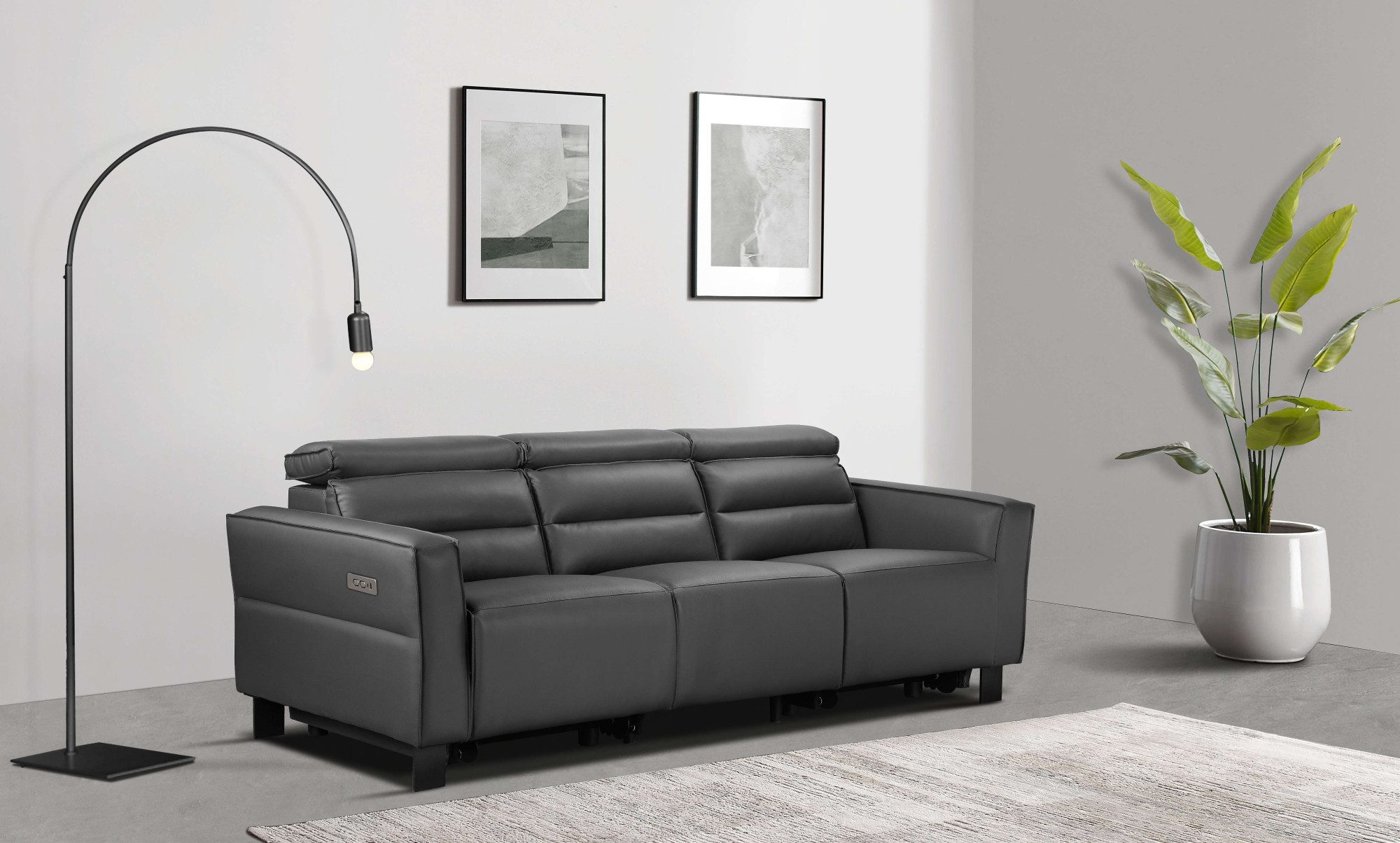 Places of Style 3-zitsbank Carpari, 224 cm, handmatige of elektrische relaxfunctie in 2 zitplaatsen