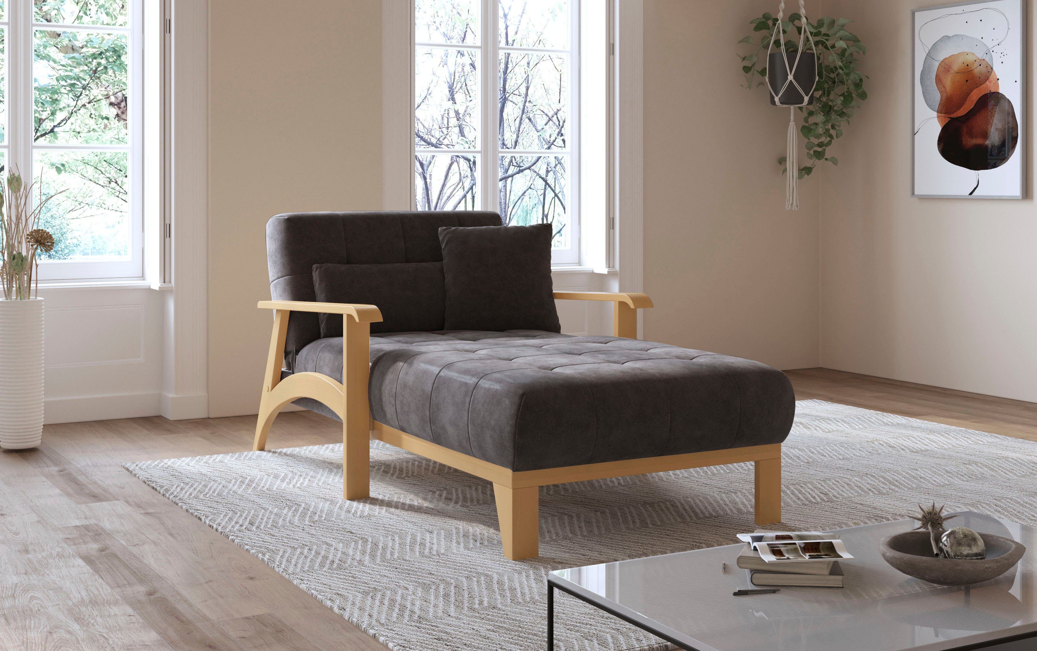 sit&more Récamier Billund Armleuningen van eikenkleurig beukenhout, verschillende bekledingen en kleuren