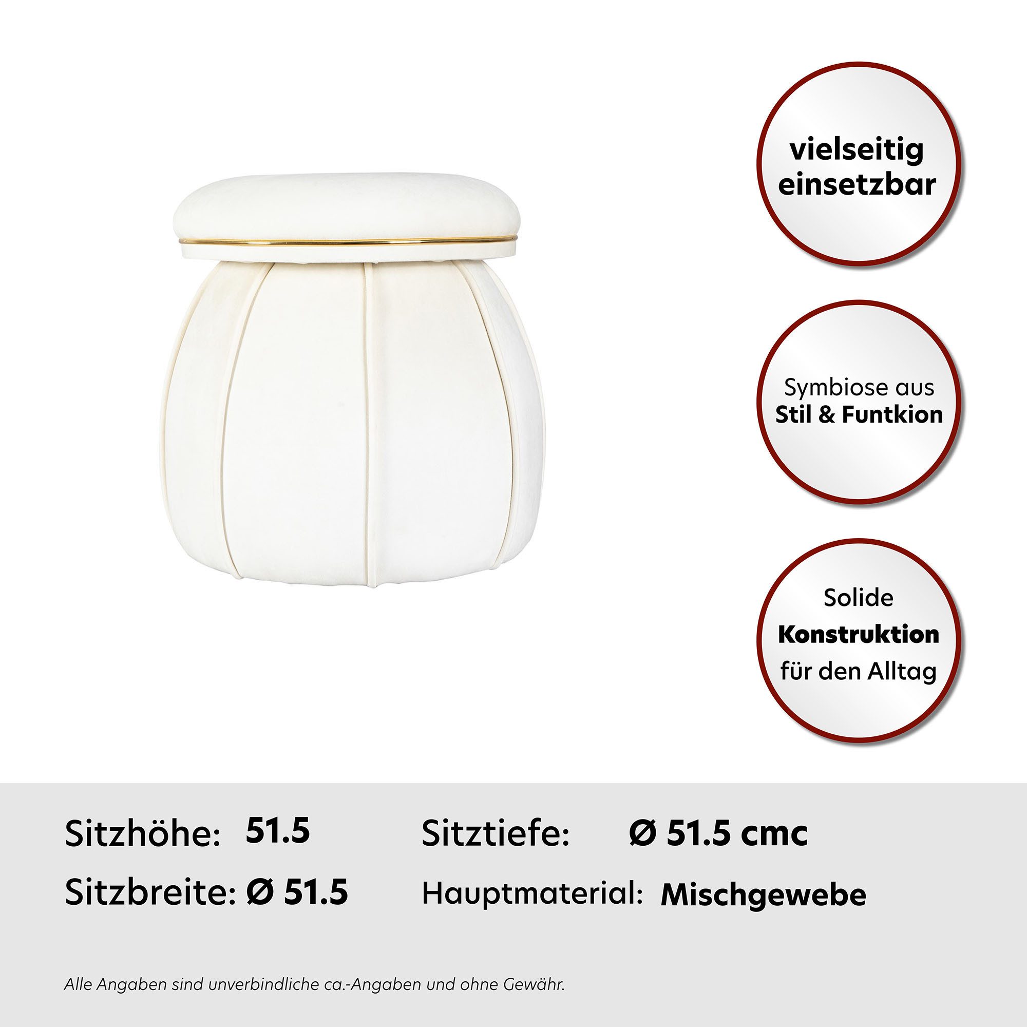 Kayoom Zithocker Kruk Corin, extravagante vorm, stijlvolle kleuren, elegant gestikt voet (1 stuk)