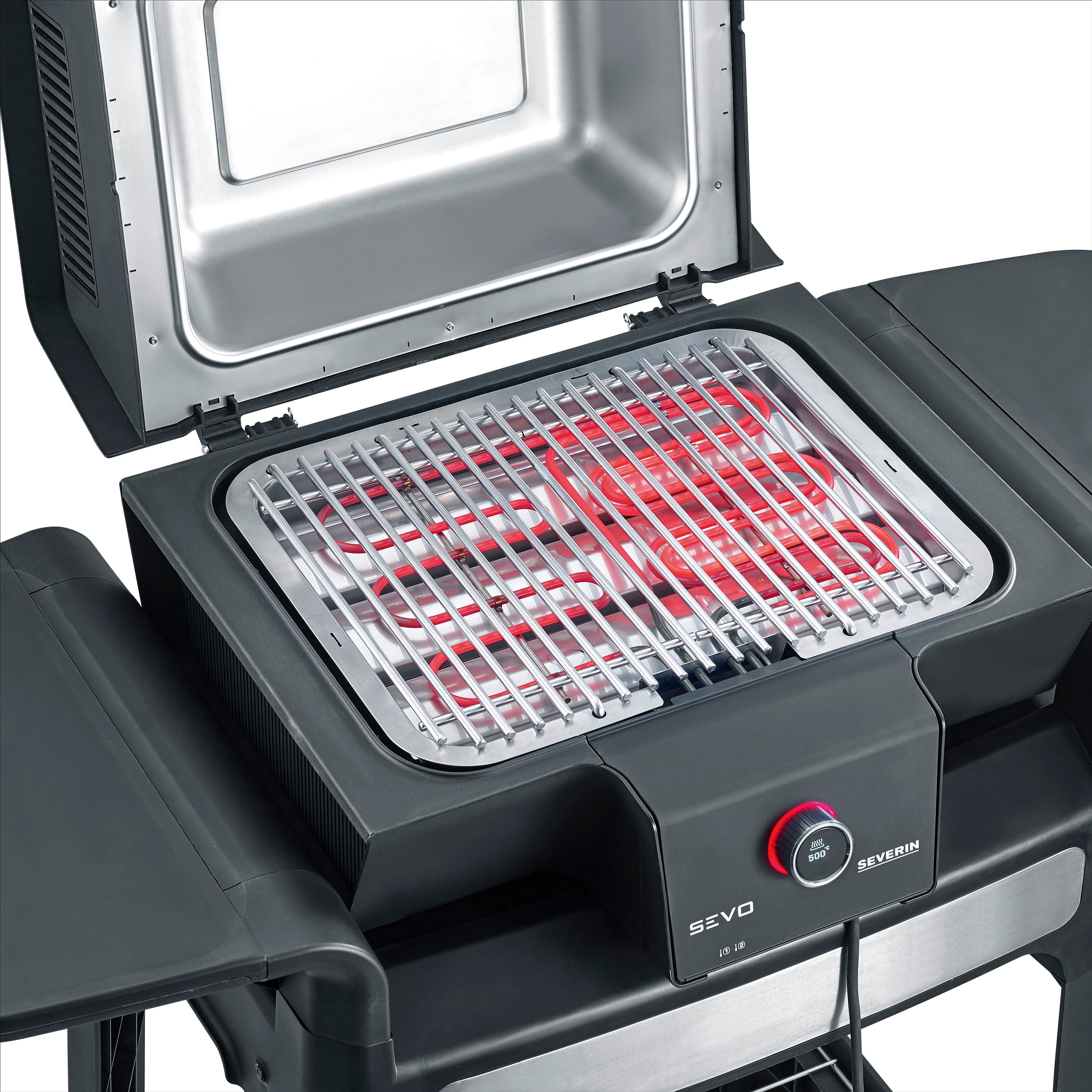 Severin Staande elektrische barbecue SEVO GTS PG 8107 snelle start, safe touch-oppervlak, ook als tafelgrill te gebruiken