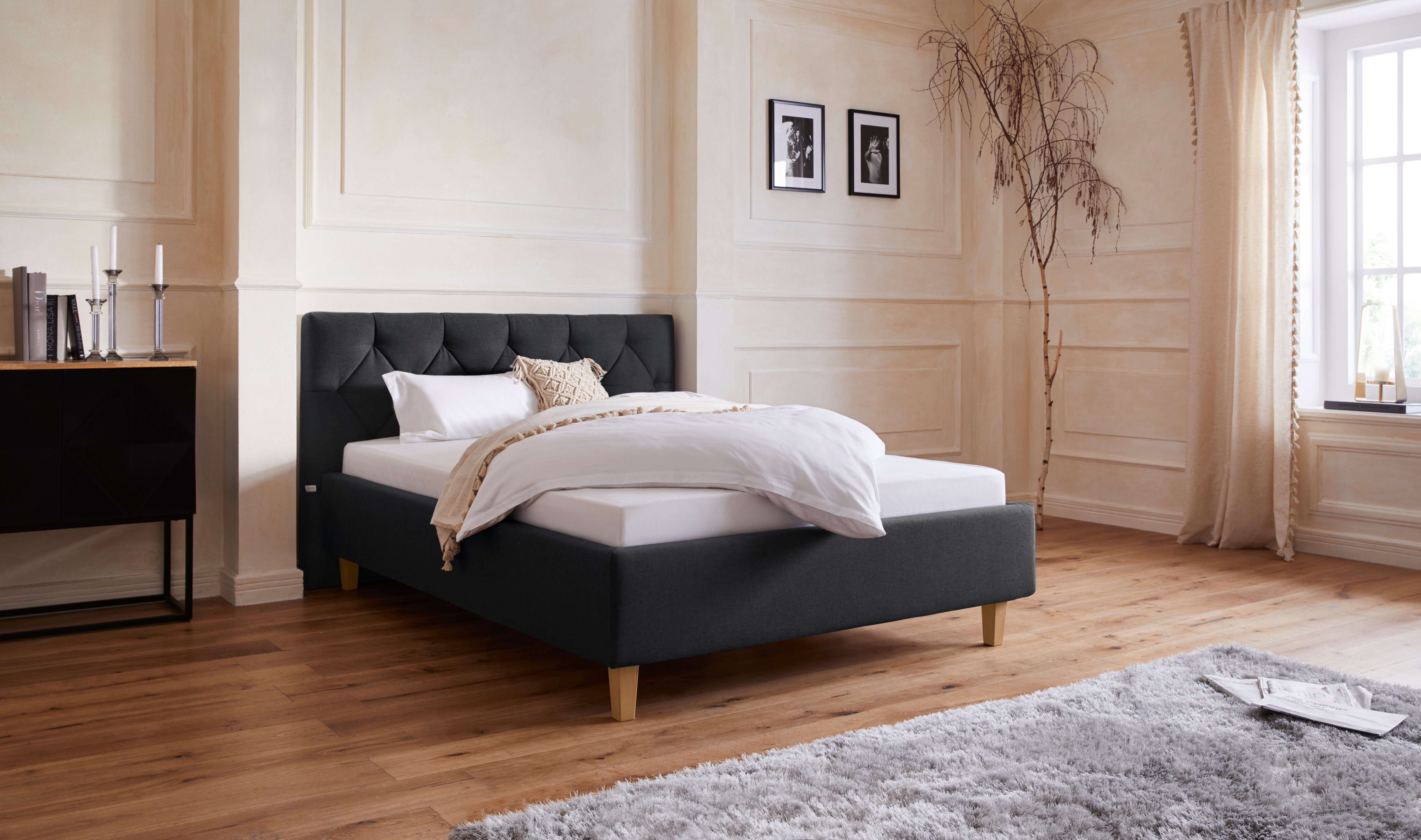 Guido Maria Kretschmer Home&Living Gestoffeerd bed Sunley 100 Kruisstiksel, hoofdbordhoogte 102 cm, zonder of met matras/lattenbodem