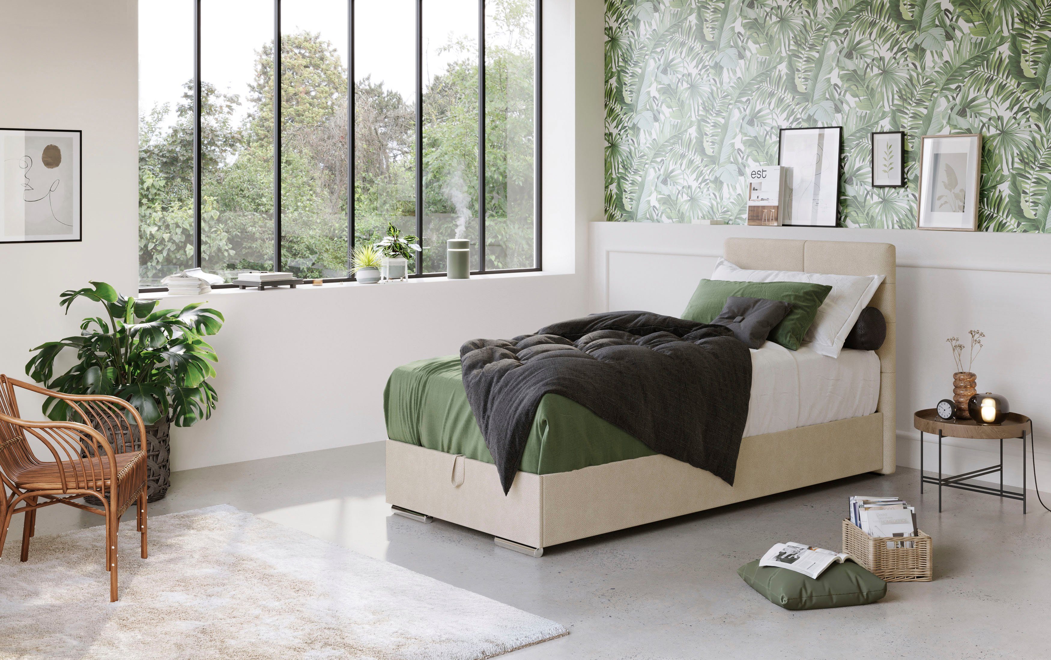 COTTA Boxspring Tom met bedkist, topmatras en sierkussen boxsprings beige