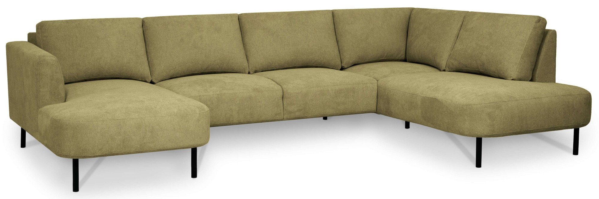 Places of Style Zithoek Cesola in zachte chenille-stof, breedte 327 cm, met zwarte metalen poten