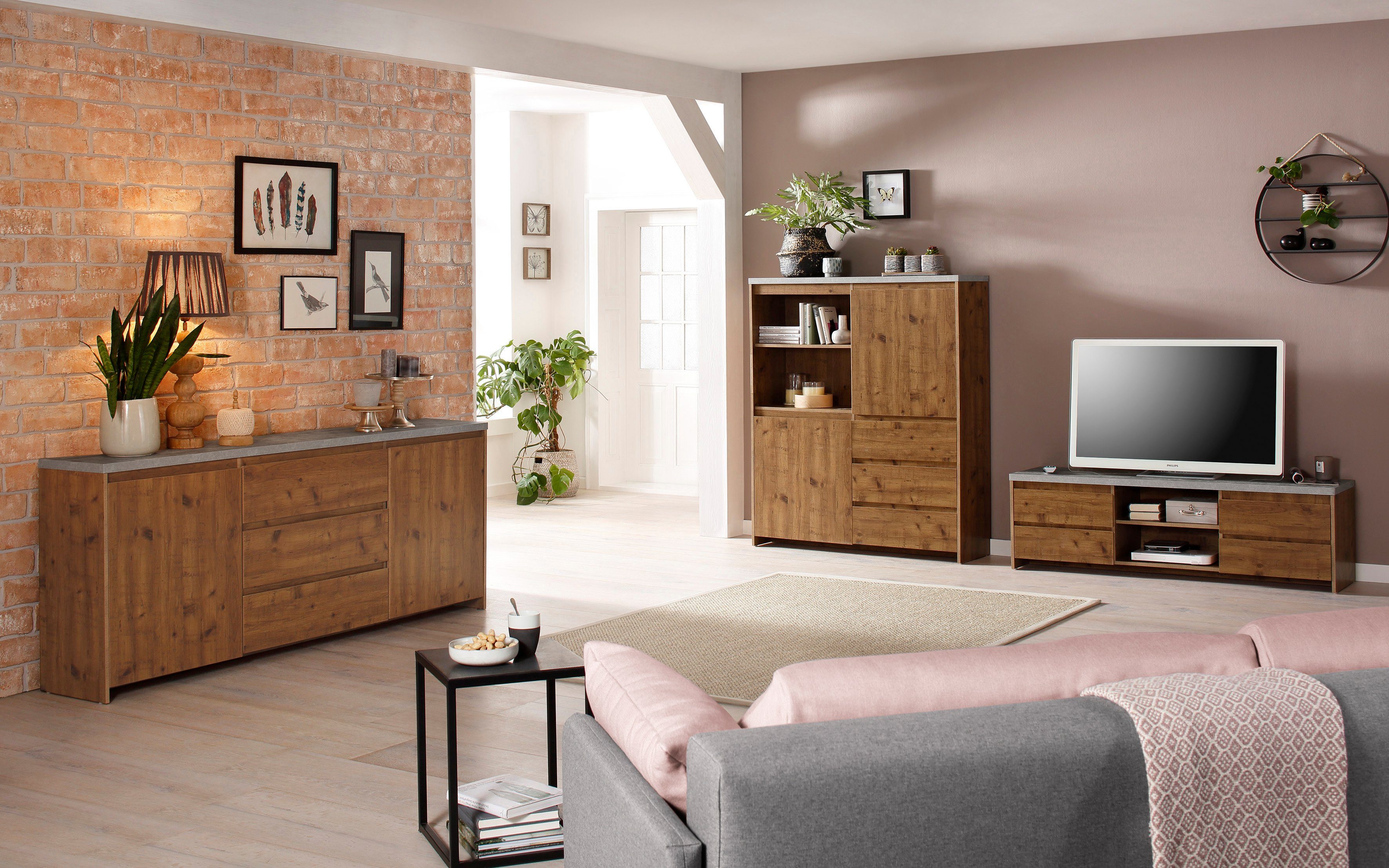 Home affaire Highboard Maribo Opbergkast in moderne landelijke stijl, breedte 125 cm