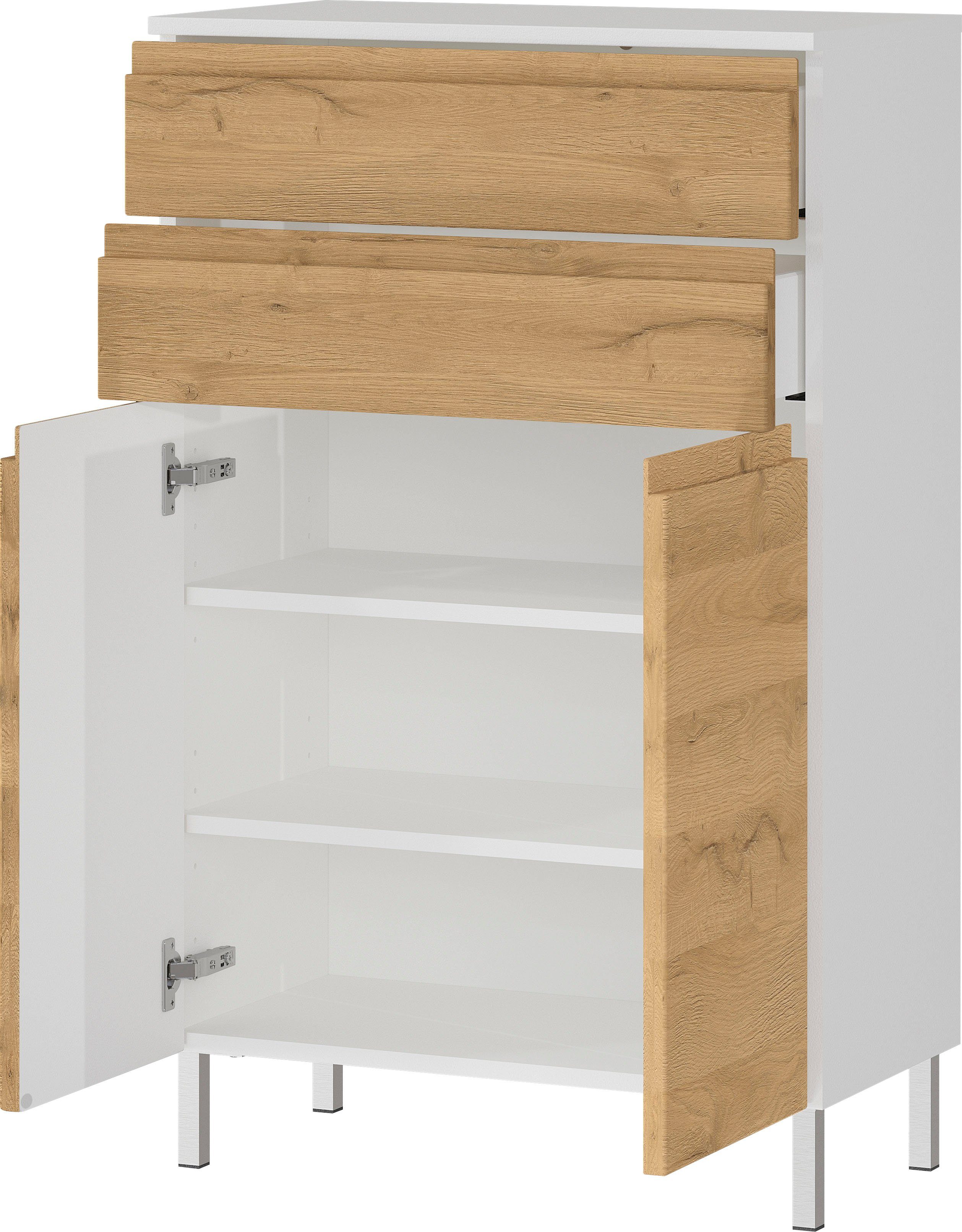 GERMANIA Halfhoge kast Torrance met verstelbare planken en poten van metaal, greeploos design