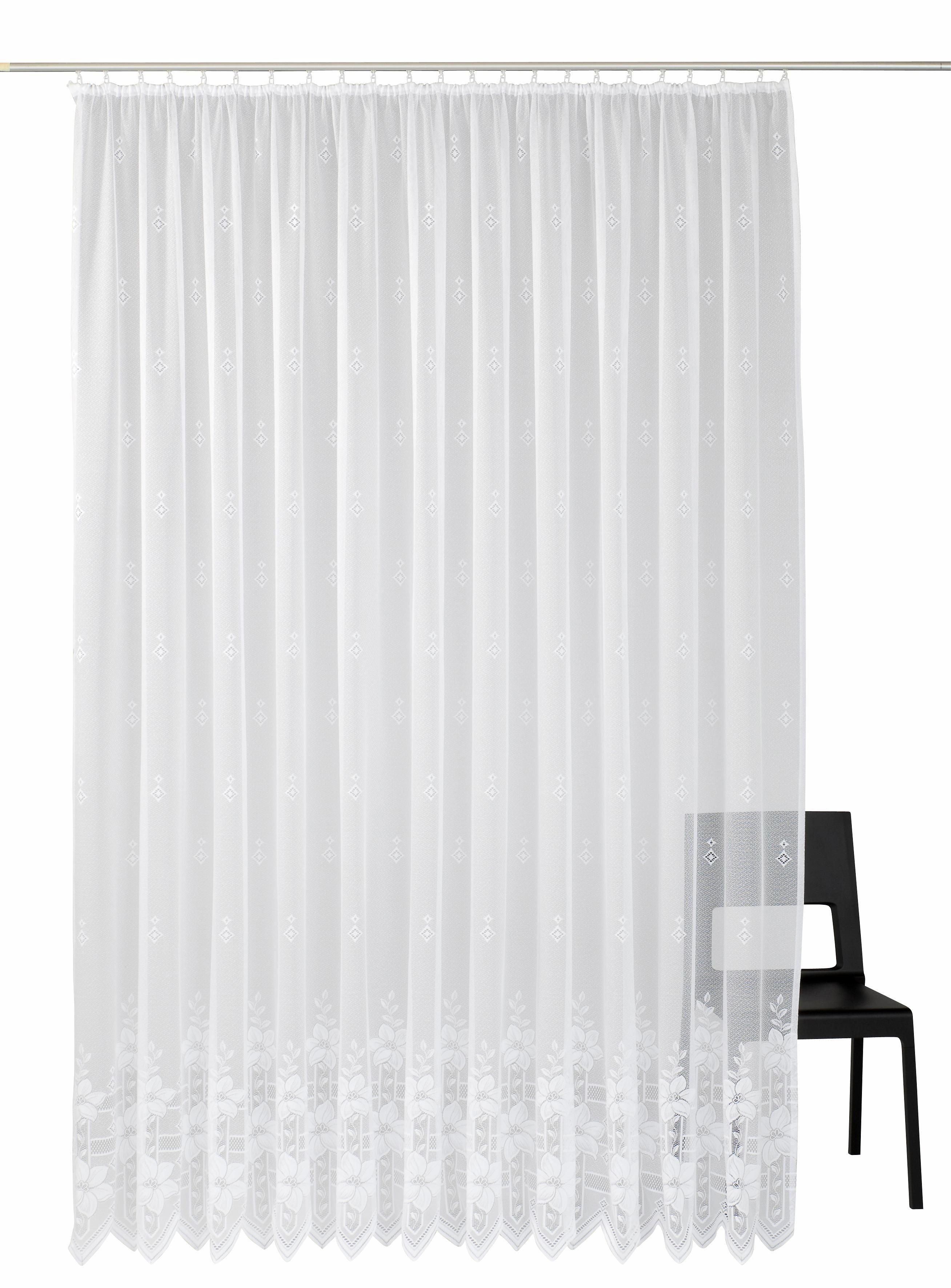 Weckbrodt Gordijn Wenen Jacquard, gestructureerd, allover, bloemig, halfdoorzichtig, bies, store (1 stuk)