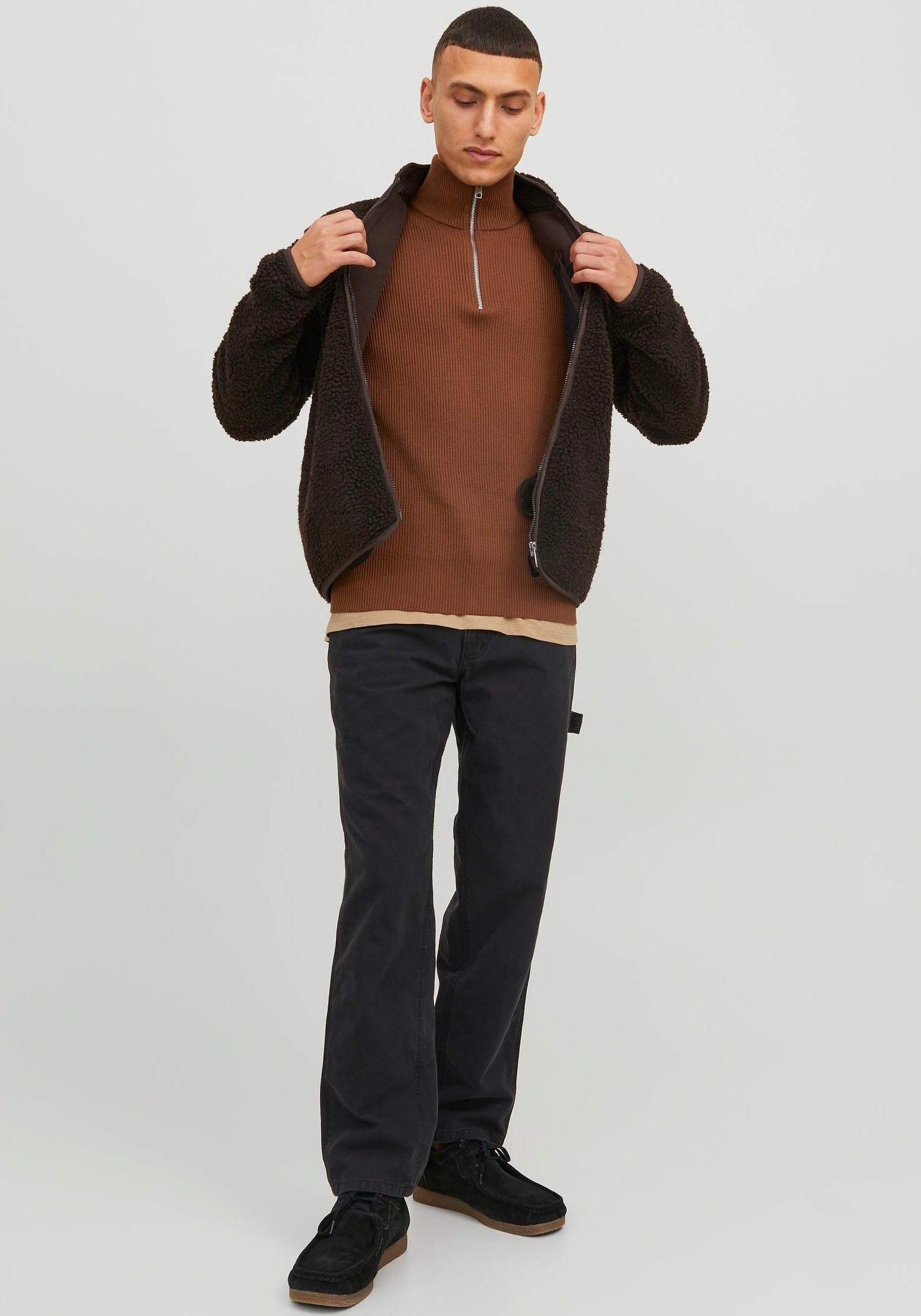 Jack & Jones Trui met staande kraag JPRCCPERFECT KNIT HALF ZIP SN