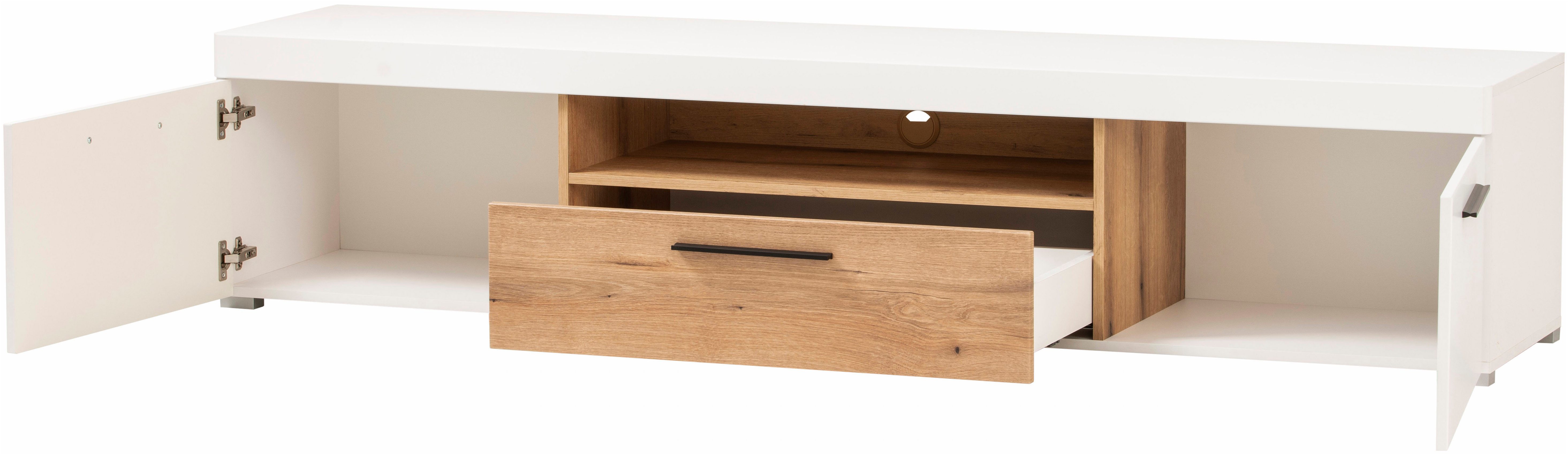INOSIGN Wandmeubel Salerno, moderne wandmeubel, woonkamer-set, Wit met Eik Evoke Decor (set, 4-delig)
