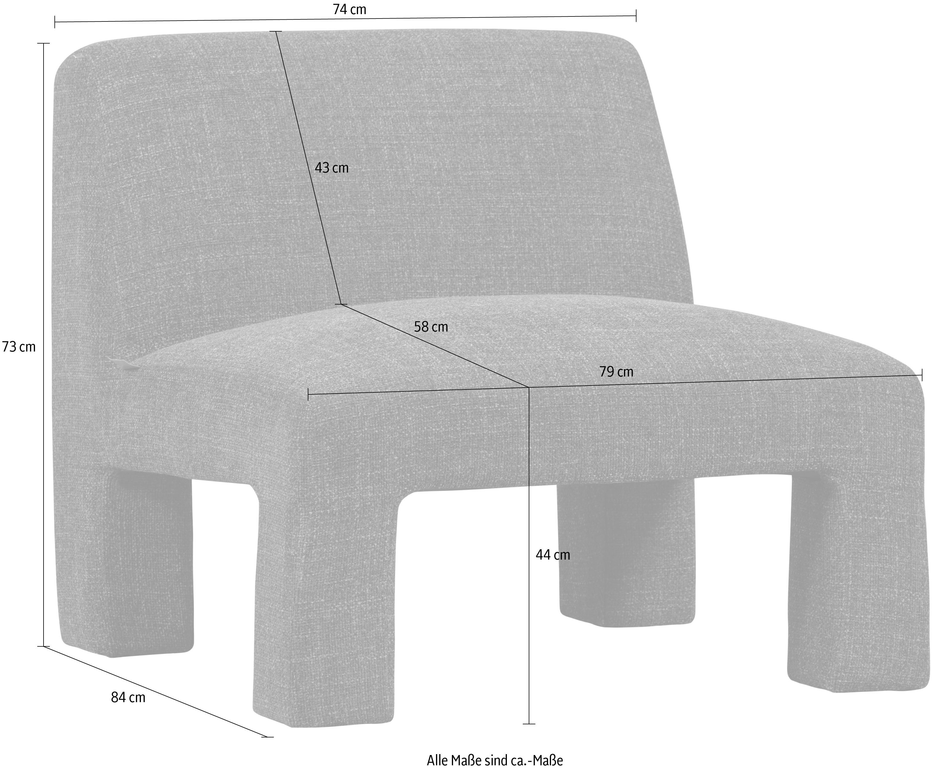 WOOOD Fauteuil Lavid geweven stof, 4-poots frame h 73 cm x b 74 cm