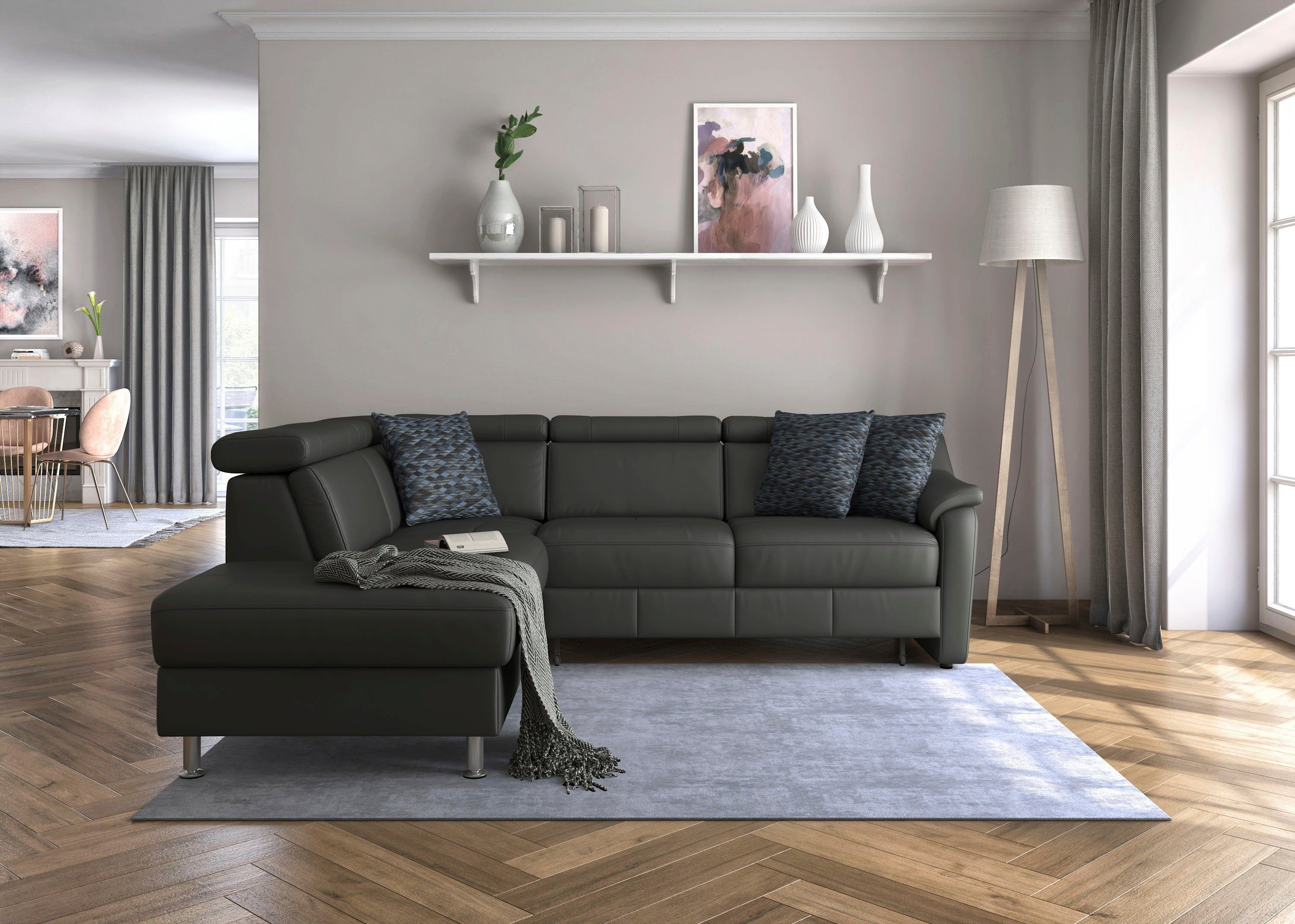 sit&more Hoekbank Freetown L-vorm met verstelbare hoofdsteun en comfortabele binnenvering