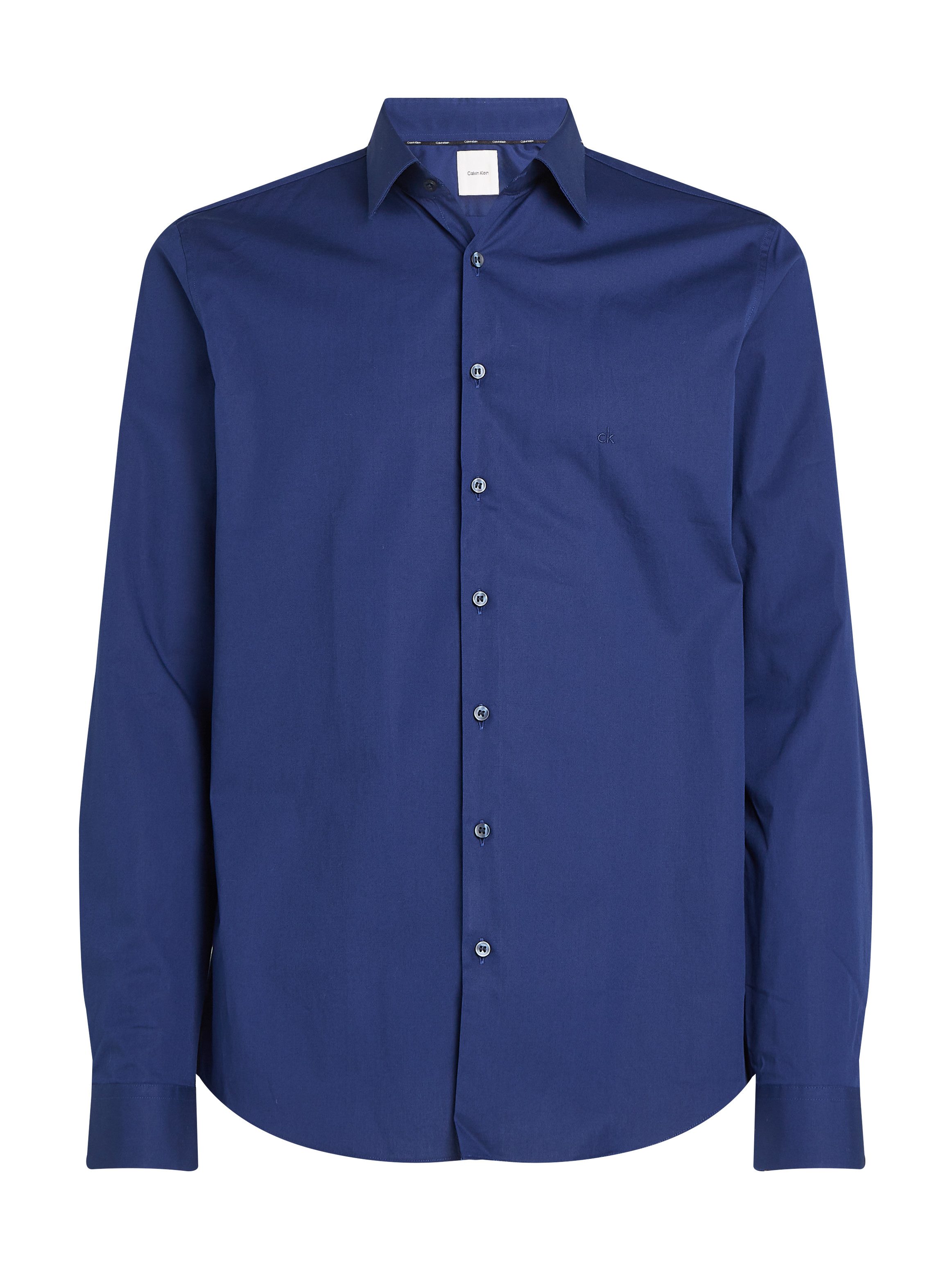 Calvin Klein Businessoverhemd POPLIN STRETCH SLIM SHIRT met kent-kraag, logoprint op borsthoogte