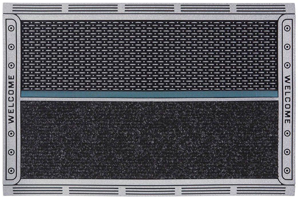 Home2Fashion Mat Clean Colorado RE Vuilafstotende mat, met tekst, robuust, geschikt voor binnen en buiten deurmatten grijs
