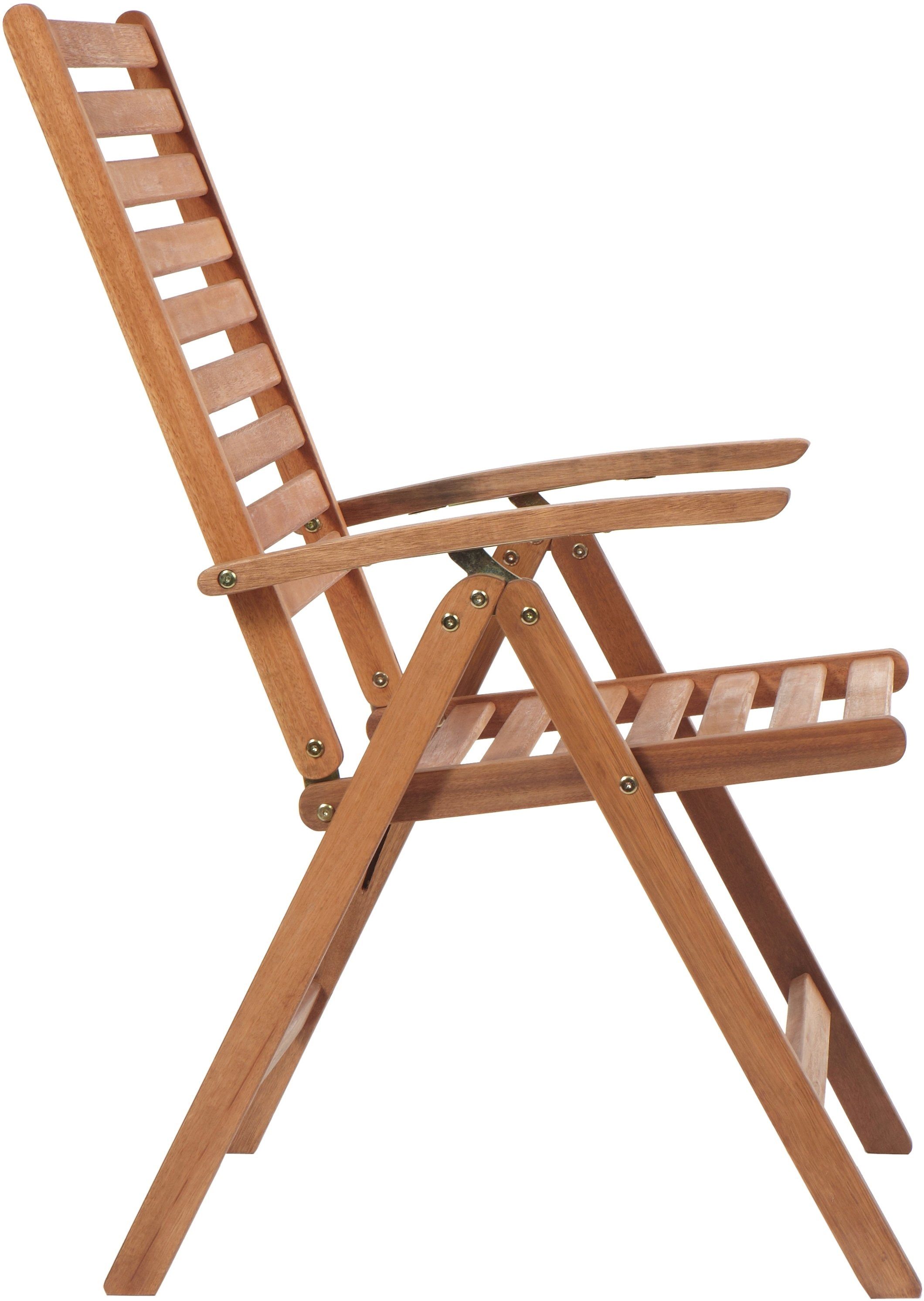 MERXX Tuinstoel Borkum, TOPSELLER! Eucalyptus, verstelbaar, bruin, incl. kussen (set, 2 stuks)