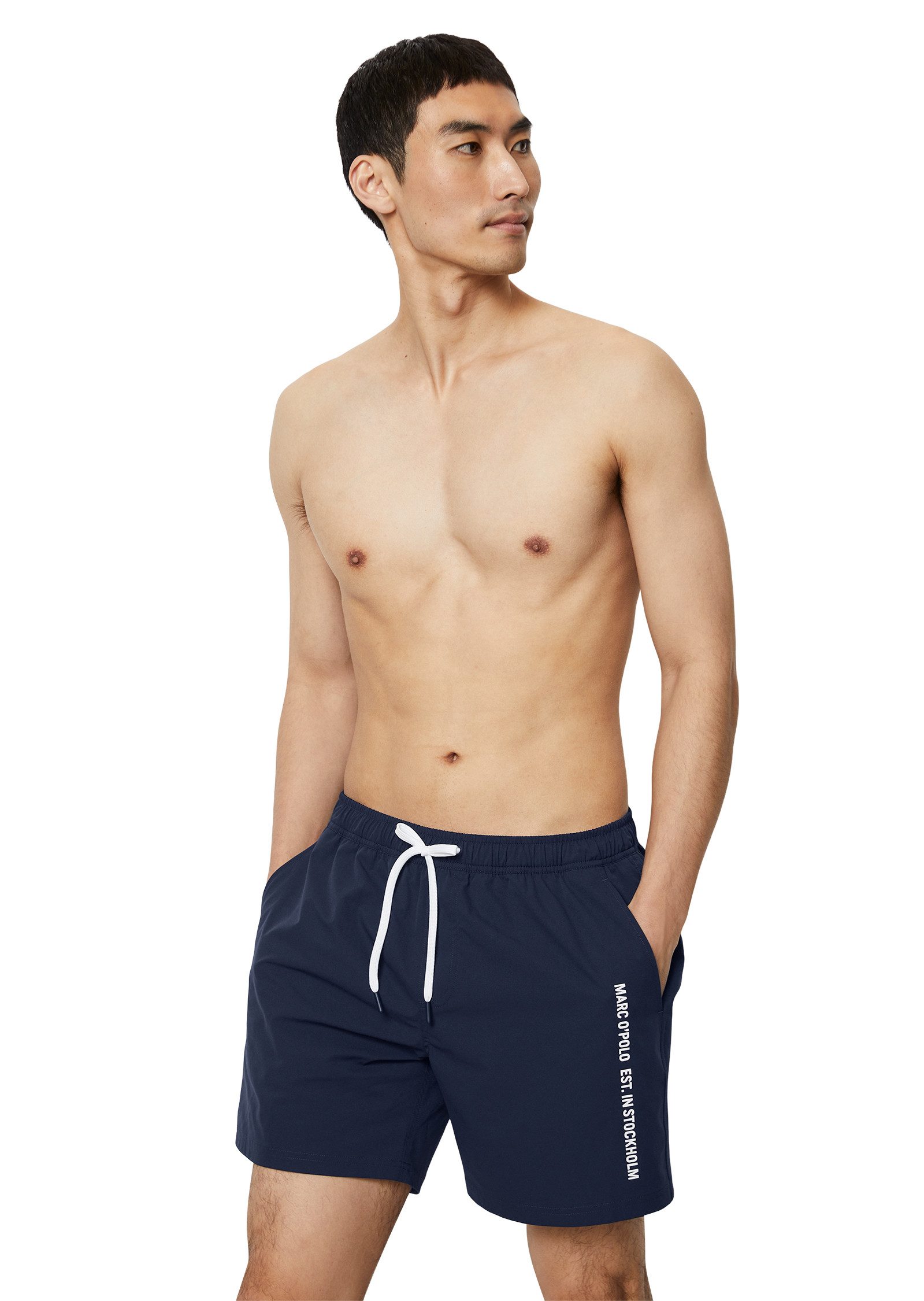 Marc O'Polo Zwemshort Essentials met zijzakken en logo-opdruk