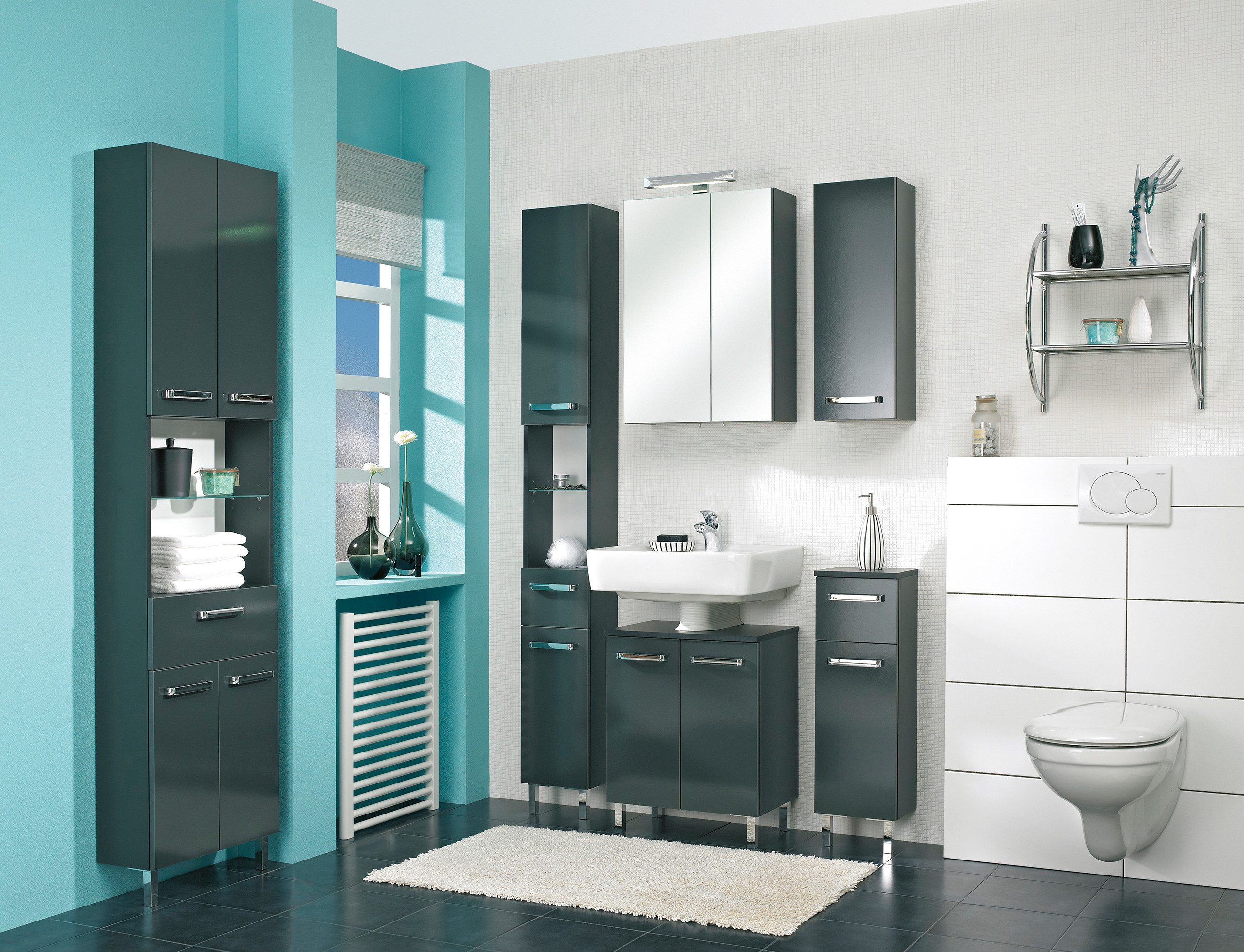 Saphir Badmeubelset Quickset 311 6-delig, wastafelonderkast en LED-spiegelkast incl. deurdemper, badkamer set zonder wastafel, badkamer kast (set, 6