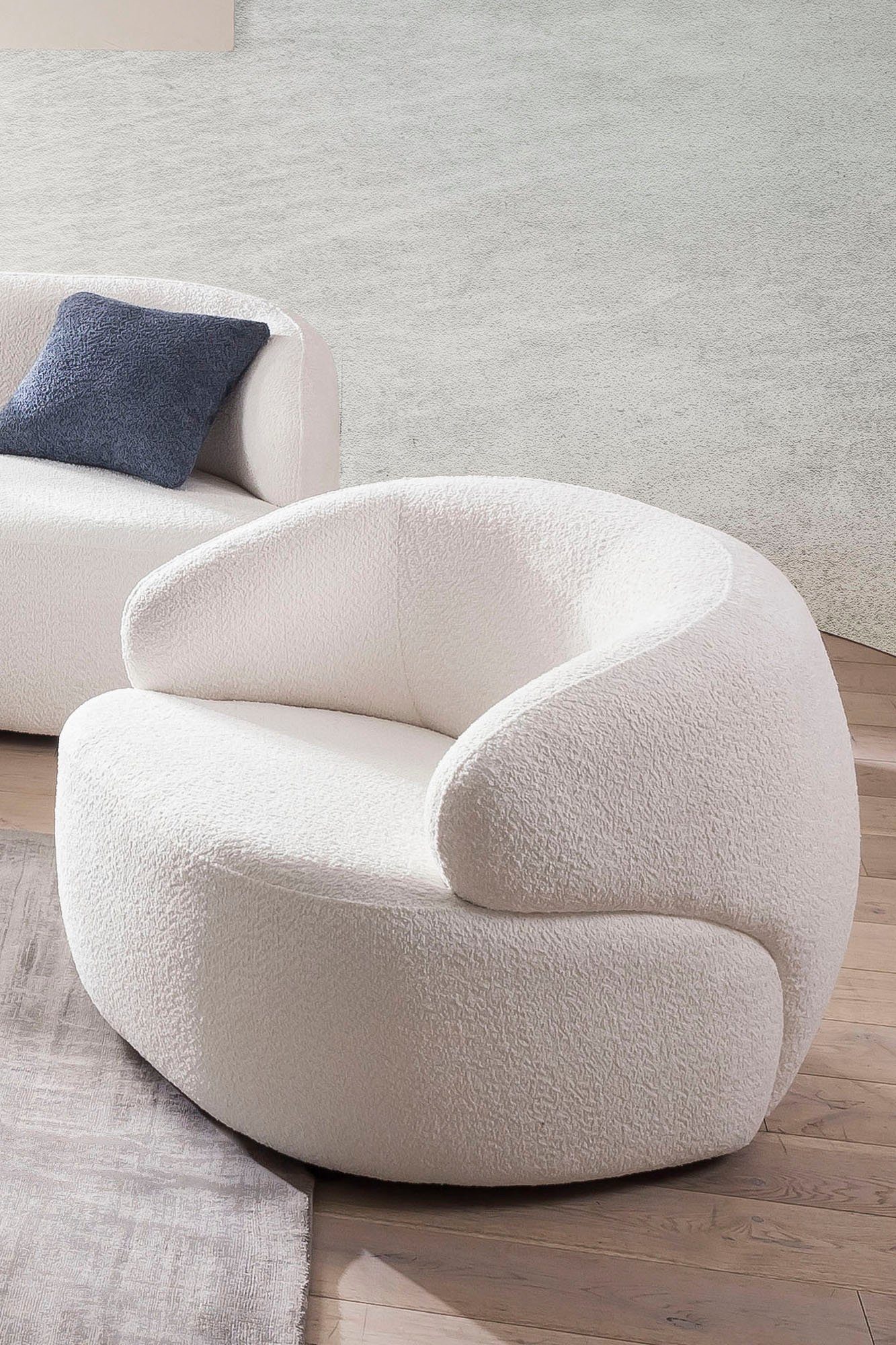 SalesFever Cocktailfauteuil Bekleding in bouclé-look fauteuils wit