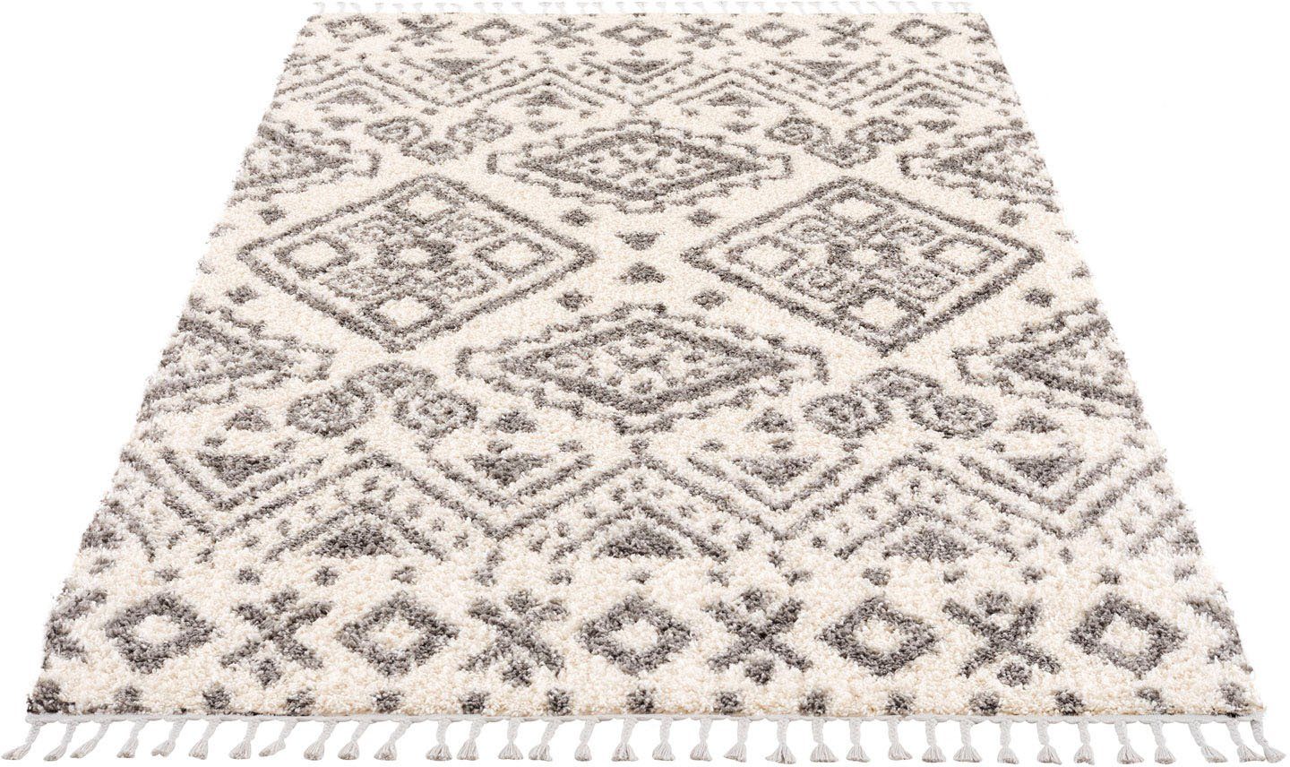 Carpet City Hoogpolig vloerkleed Pulpy 541 bijzonder zacht, met franje, etno-look