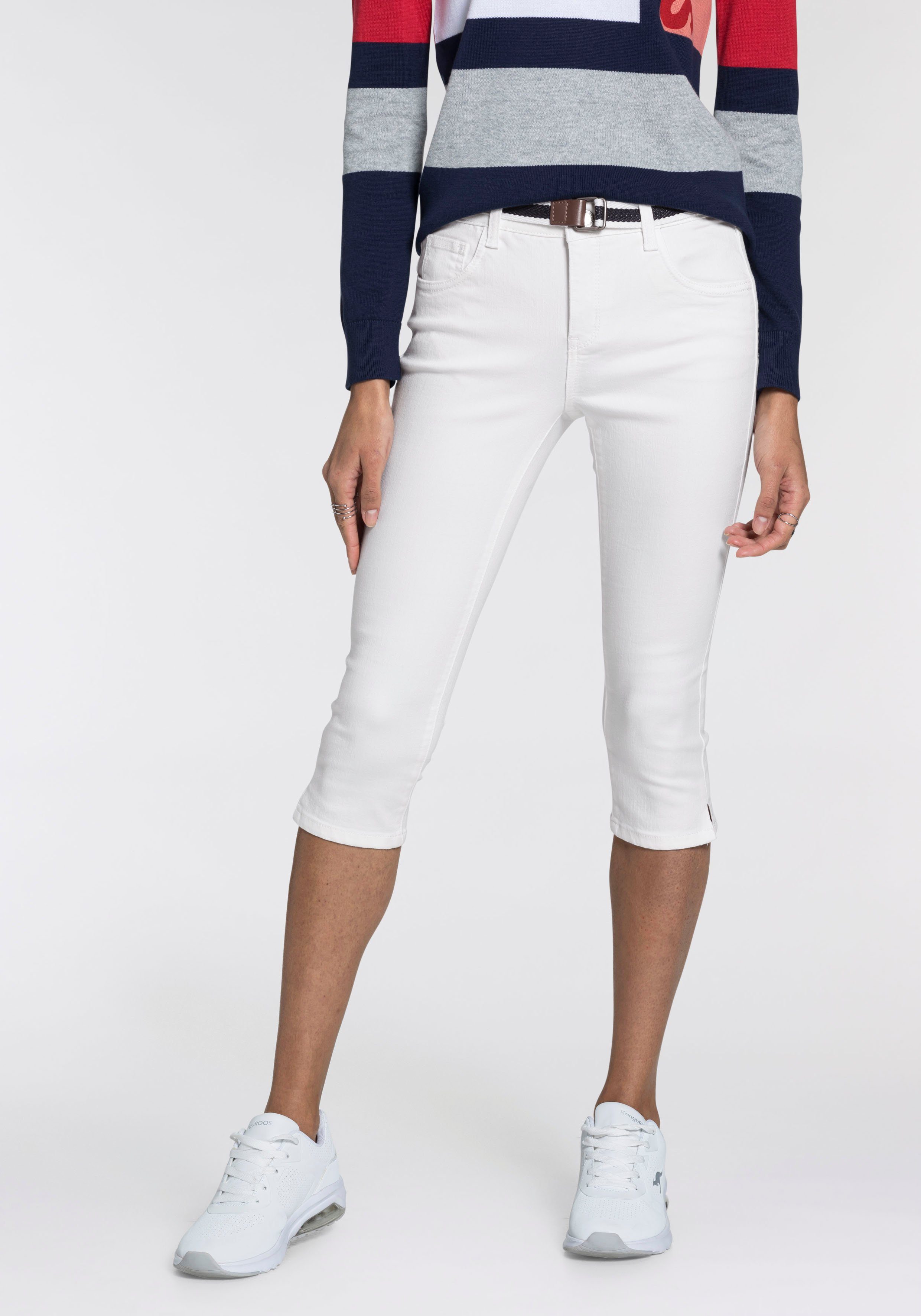 NU 20% KORTING: KangaROOS Capri jeans (set, Met een afneembare riem)