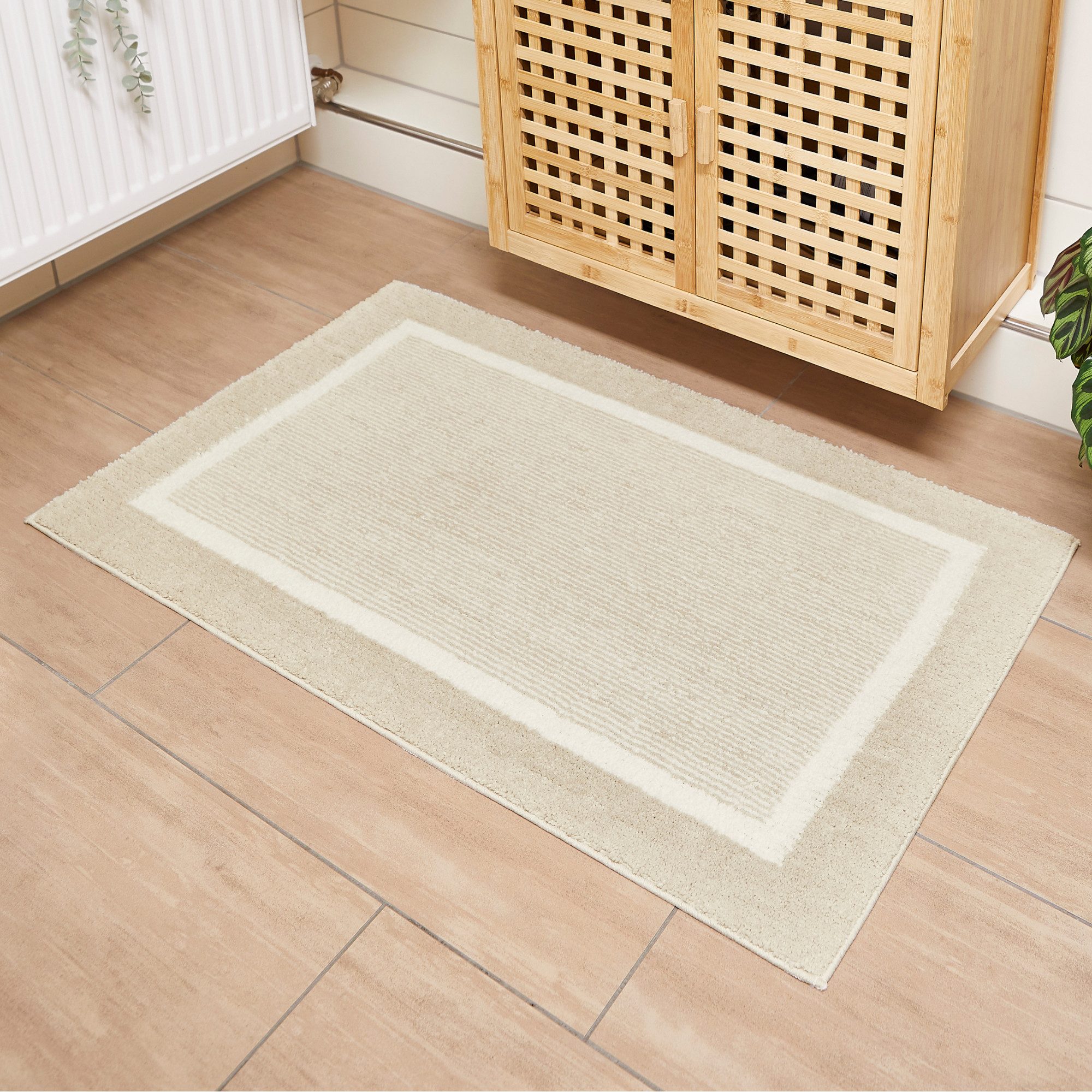 Andiamo Badmat Maui gestreept, met bies, ook verkrijgbaar als 2-delige set badmatten maat 2er-Set 40x60 cm / 60x100 cm beige