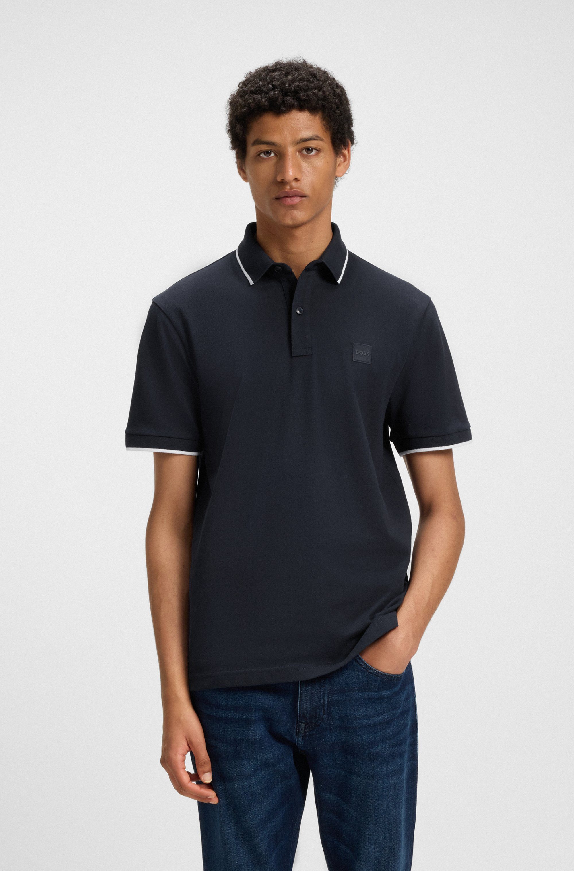 Boss Orange Poloshirt Passertip met boss badge