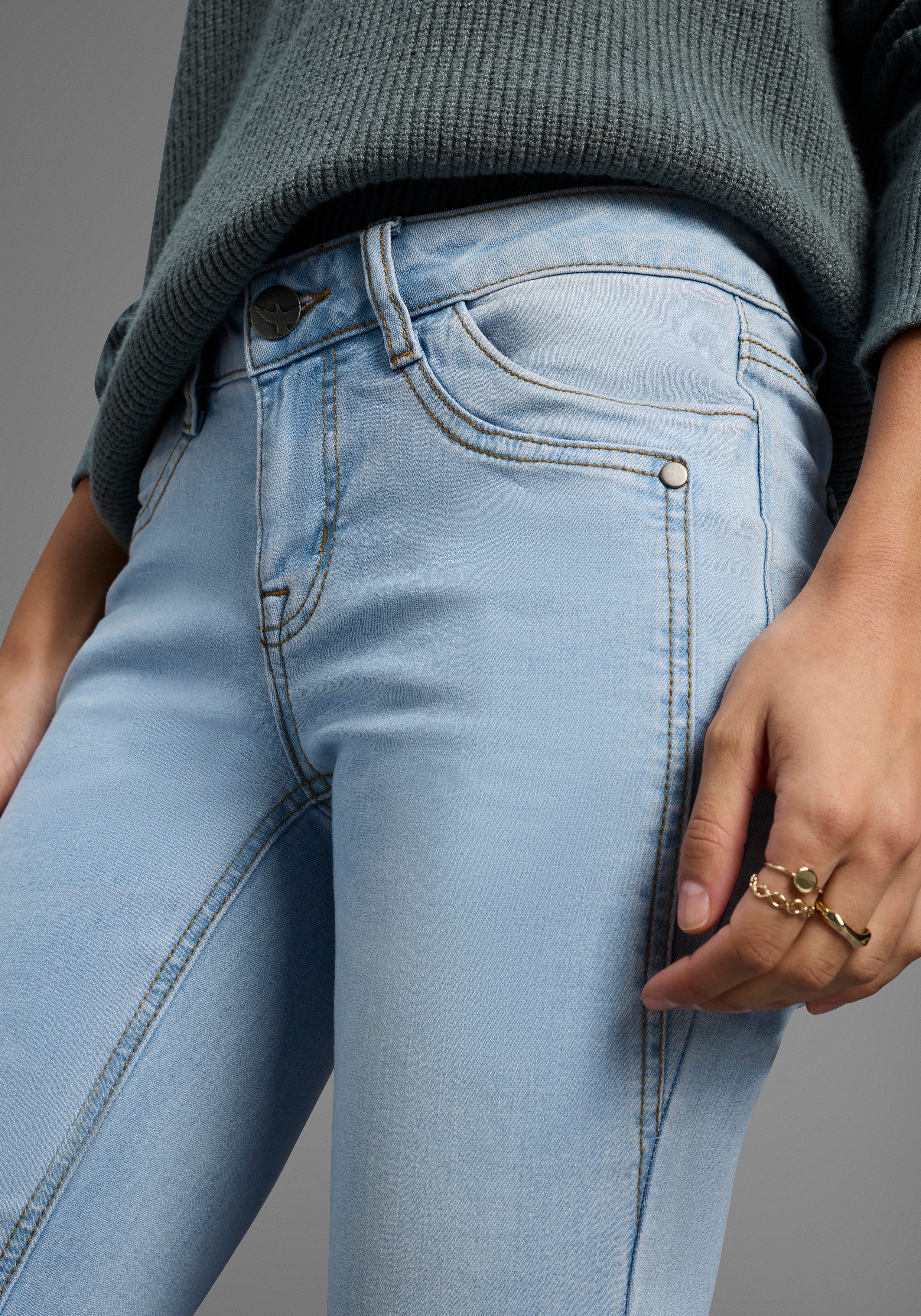 Arizona Bootcut jeans Tailleband met zij-elastiek inzet hoge taille, bootcut, met stretch, klassieke 5-pocket-stijl