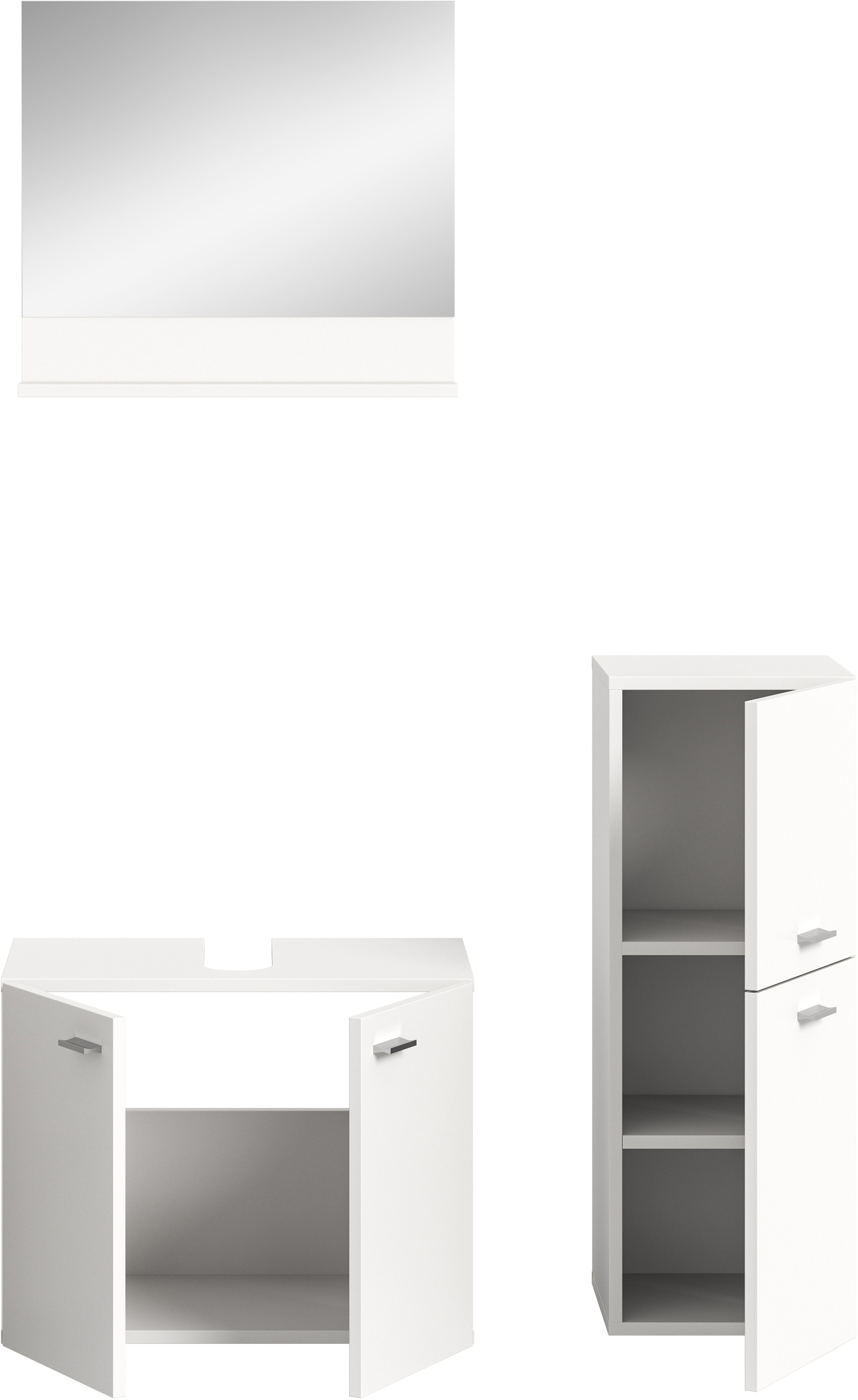 welltime Badmeubelset Tampa, breedte 102cm, 3-delig Wastafelonderkast, spiegel, halfhoge kast (3 stuks)