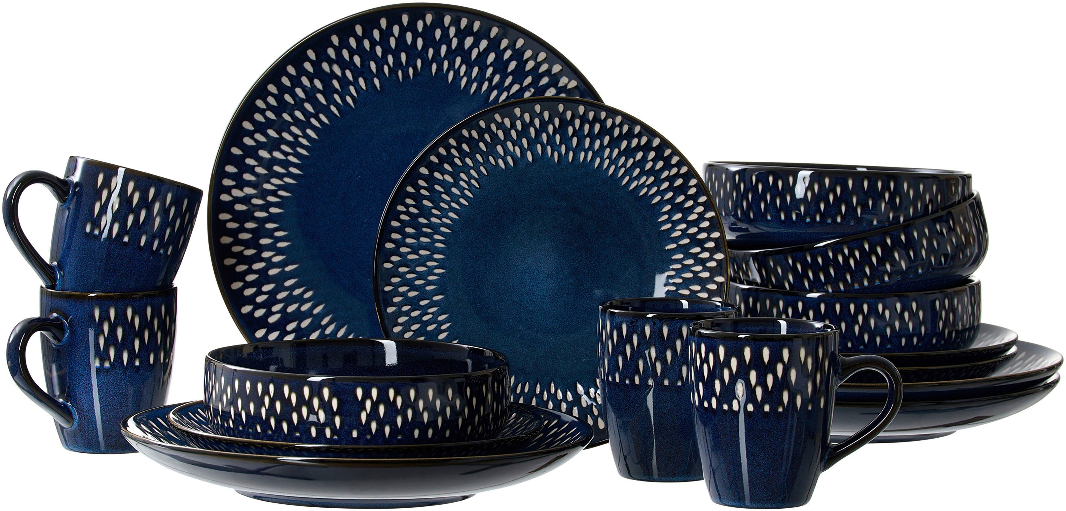 Ritzenhoff & Breker Combi-servies Lagune Servies, reactieve glazuur, elk stuk is uniek (set, 16-delig)