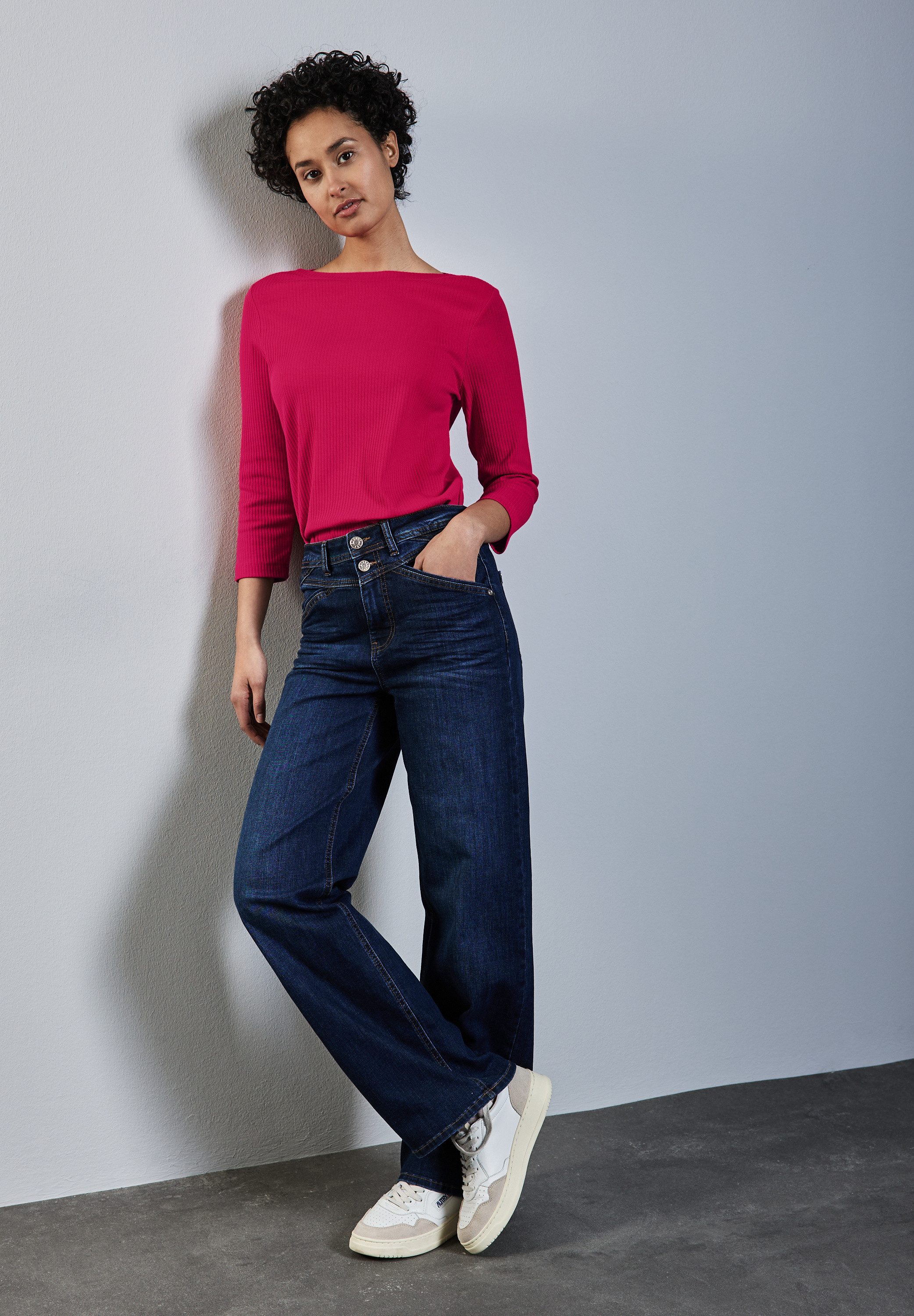 STREET ONE Shirt met lange mouwen met ribstructuur
