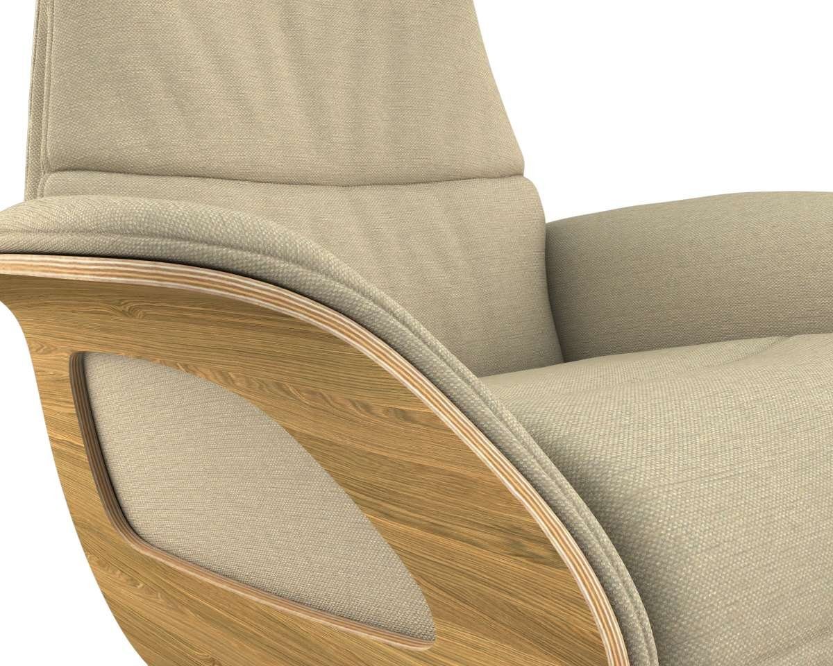 FLEXLUX Relaxfauteuil Clement praktische elektrische fauteuil Maat M, elektrische rug- en voetensteun, accu, armleuning Eiken, aluminium voet