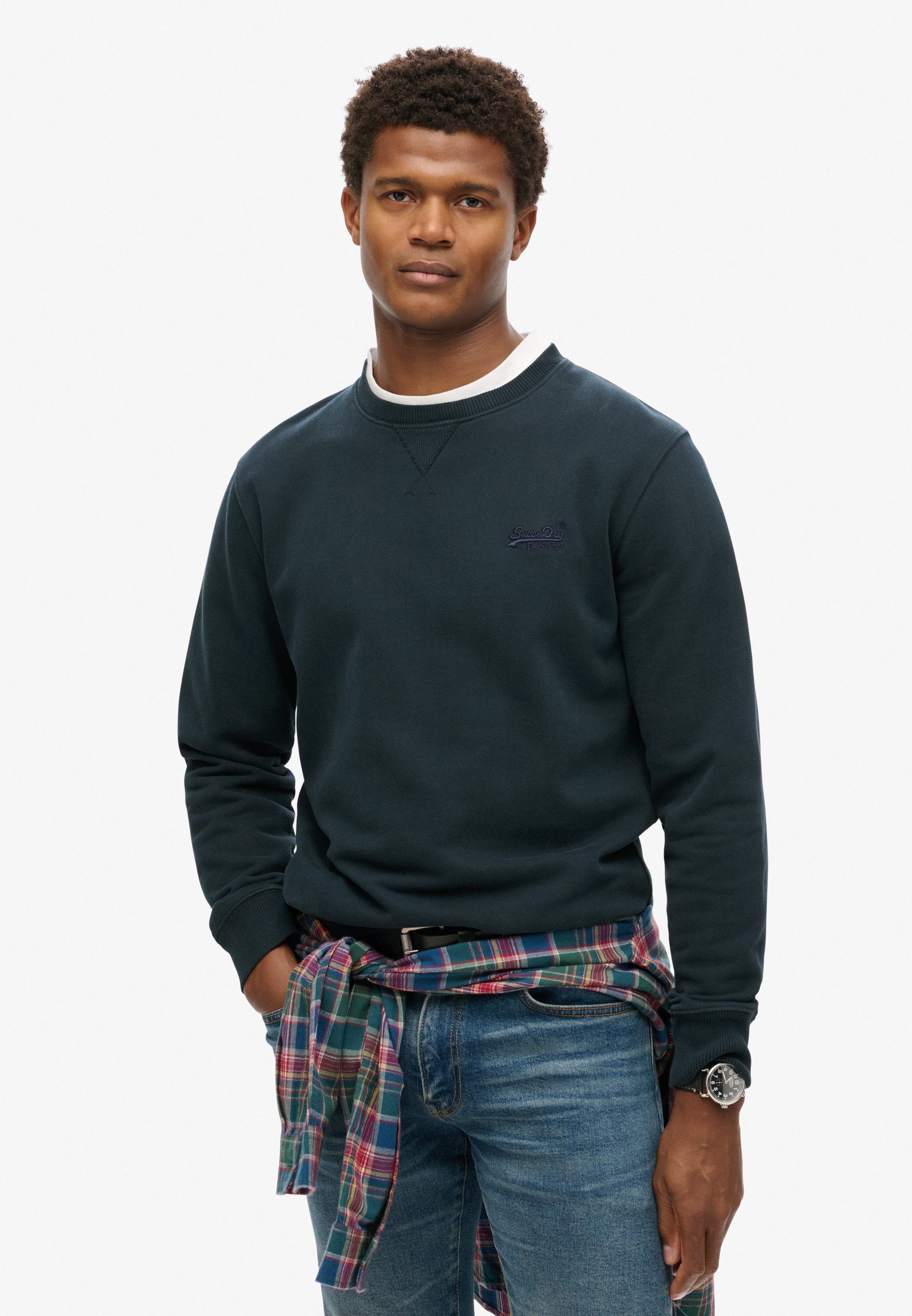 Superdry Sweatshirt ESSENTIAL LOGO CREW SWEATSHIRT heren sweaters maat S blauw