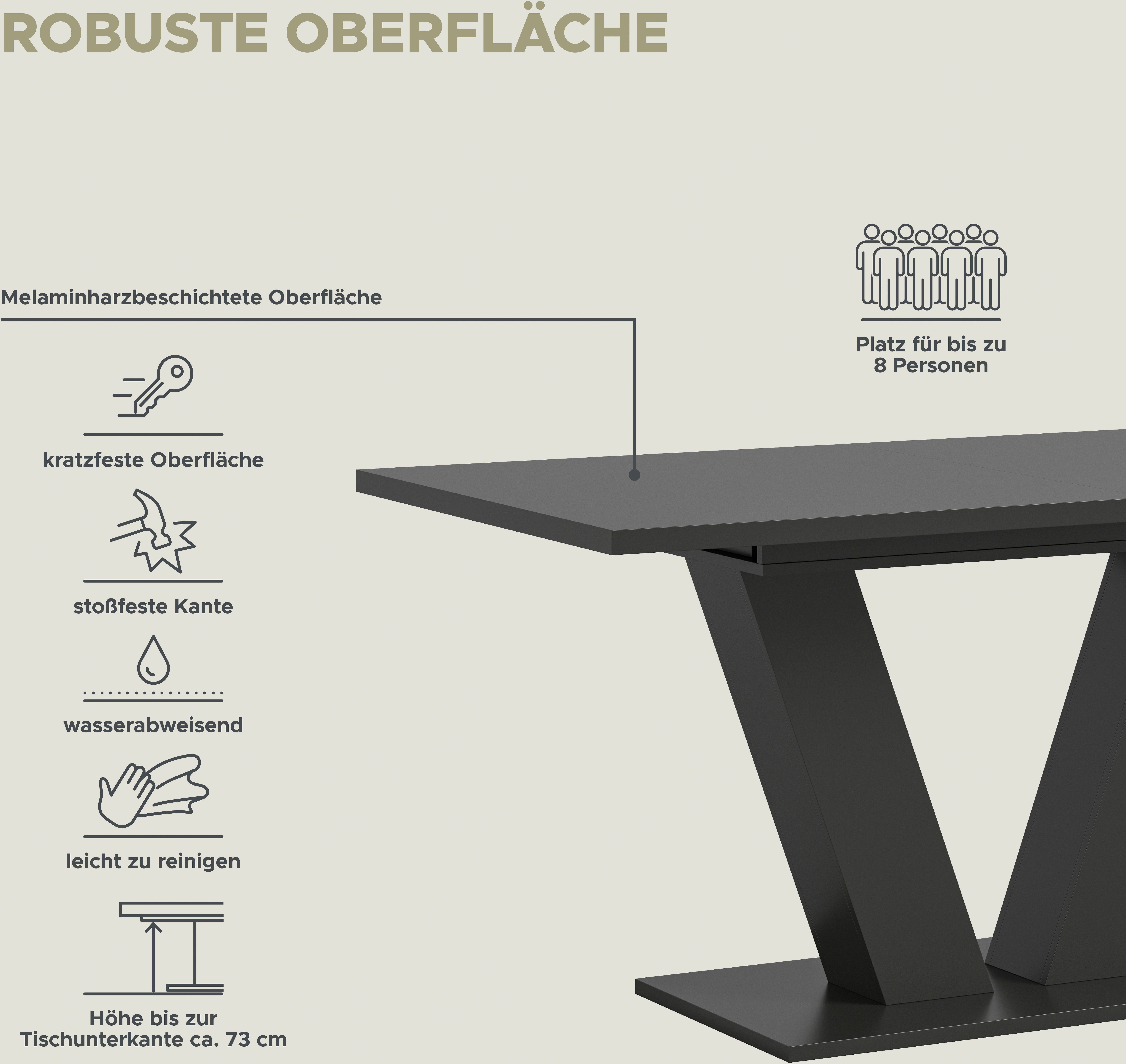 INOSIGN Eettafel Motus, uitschuifbaar 150 - 190 cm, inclusief 40 cm inlegplaat