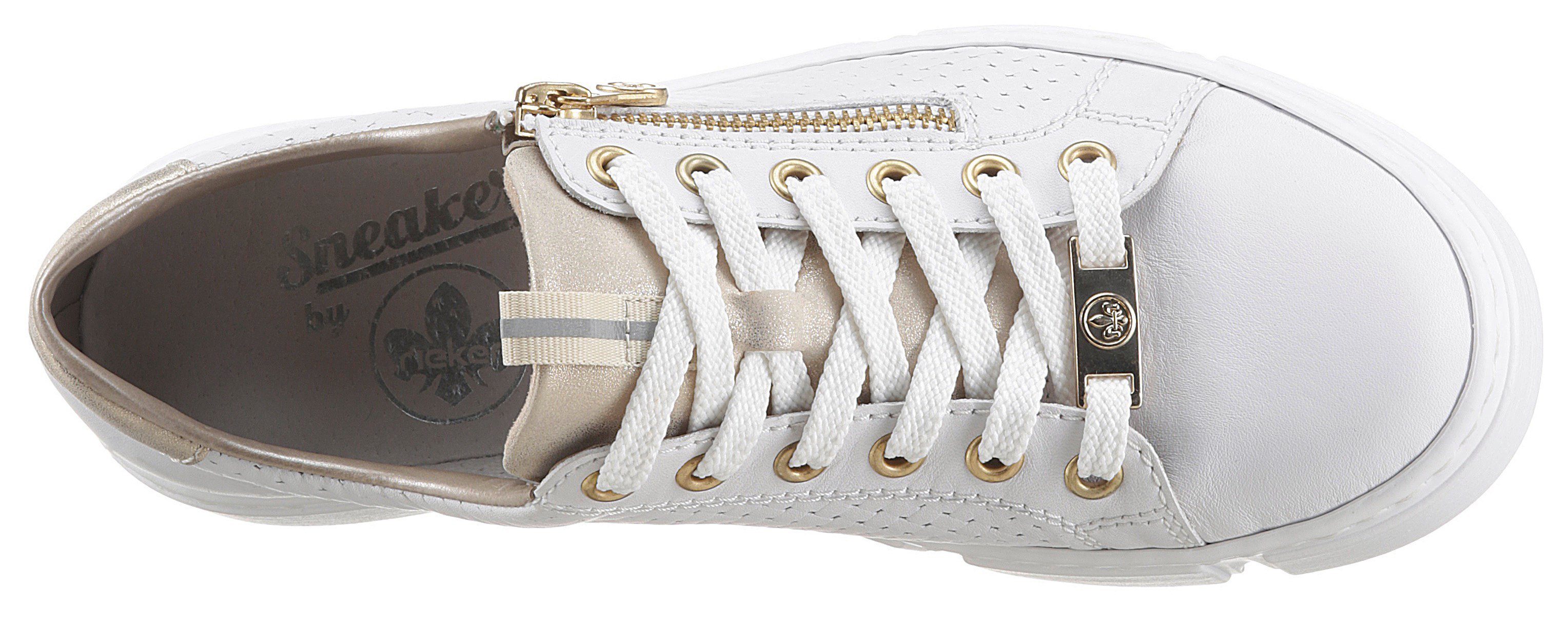 Rieker Plateausneakers met goudkleurige details, vrijetijdsschoen, lage schoen, veterschoen