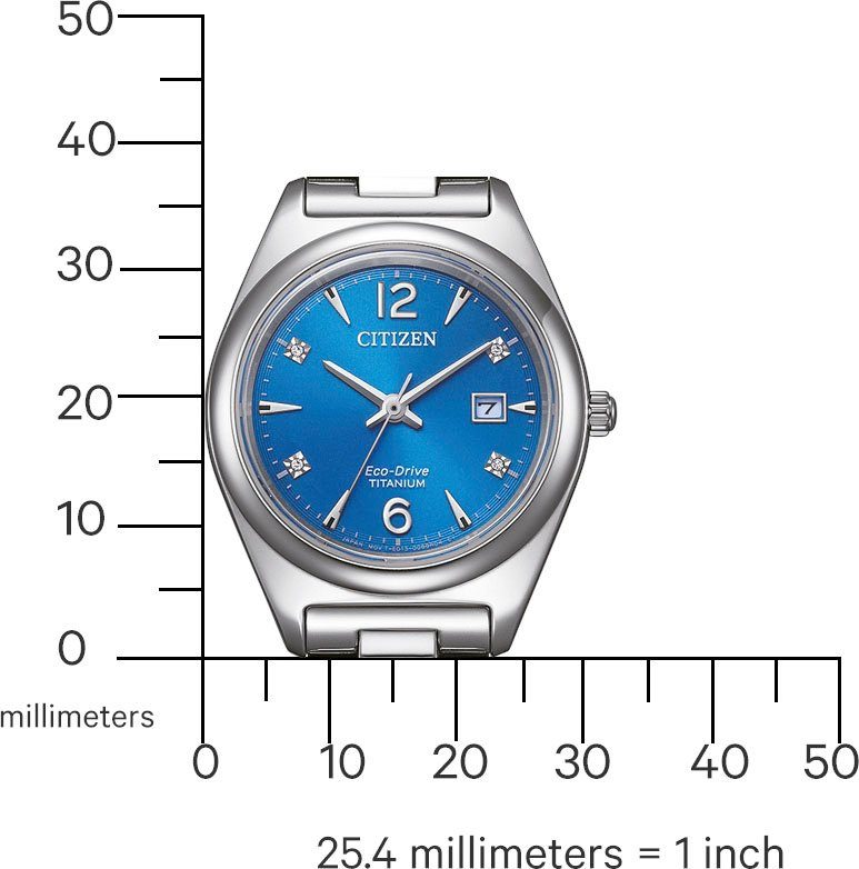 Citizen Solarhorloge EW2601-81L Horloge, dameshorloge, titanium, datum, saffierglas