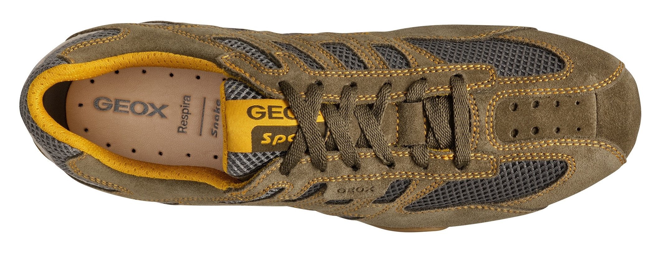 Geox Veterschoenen U SNAKE ORIGINAL , veterschoen, vrijetijdsschoen, trekking sneaker met leren binnenzool