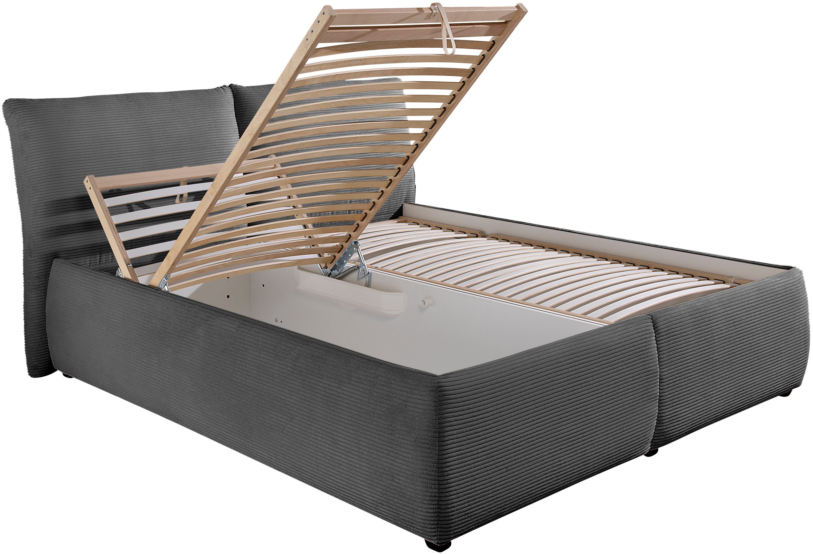 Maintal Gestoffeerd bed Wiesenbach, met cord-stof optioneel in hardheidsgraad h2, h3 of h4
