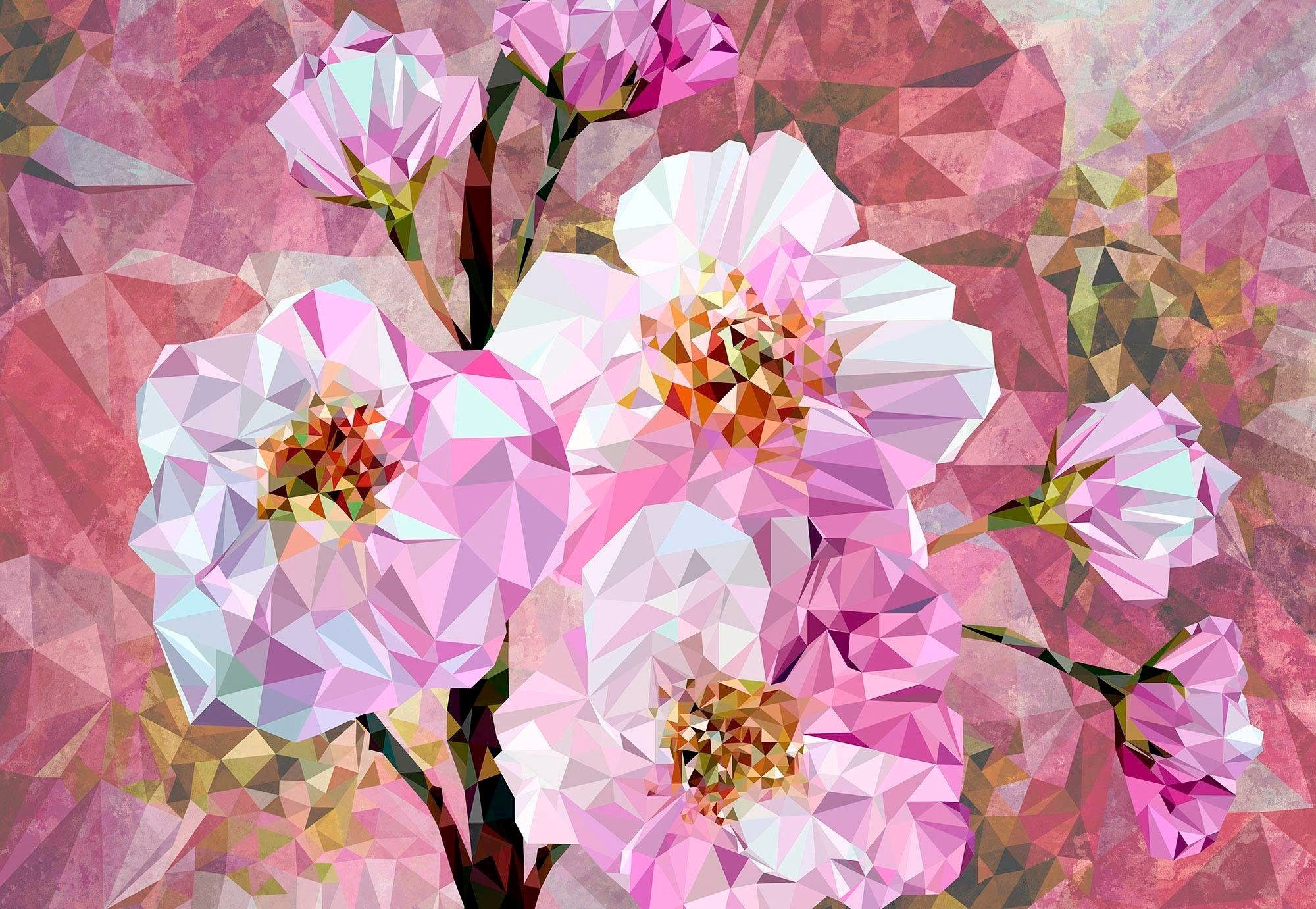 Komar Vliesbehang Vlies - Blooming Gems - Afmeting 368 x 248 cm zelfklevend behang roze