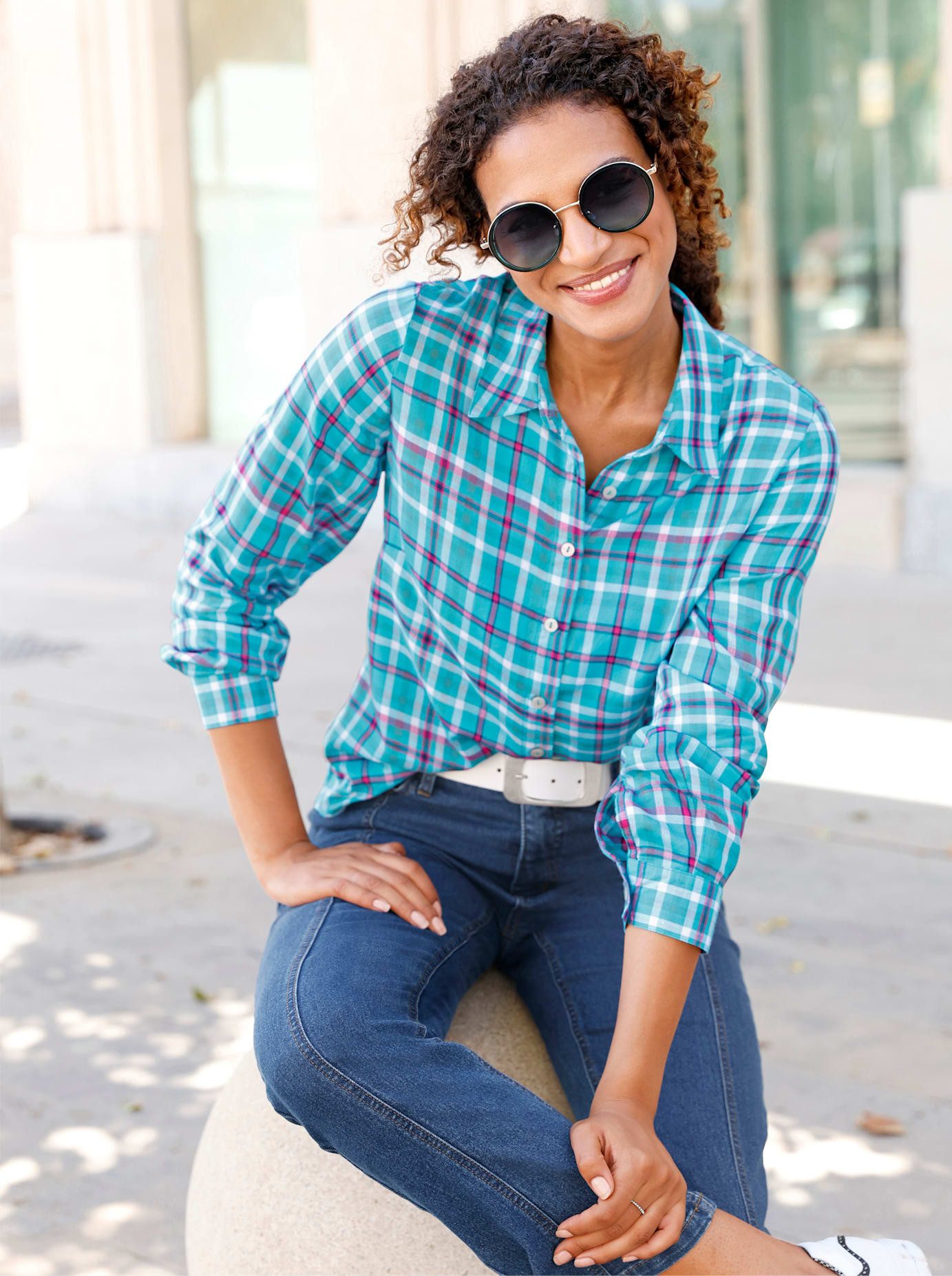 Casual Looks Geruite blouse