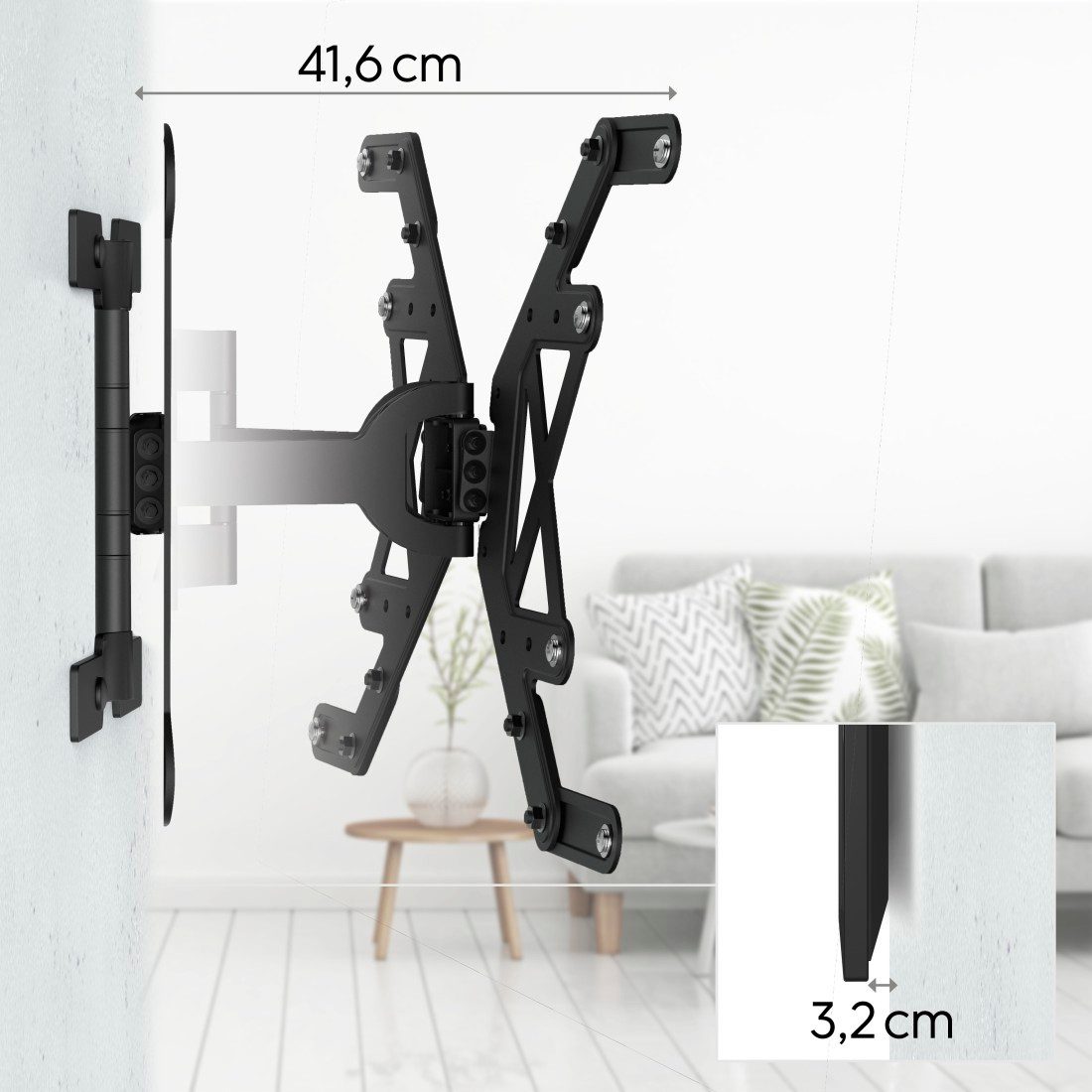 Hama Tv-wandhouder TV-beugel (draaibaar, uitschuifbaar, plat, 37“-90“, VESA 600x400)